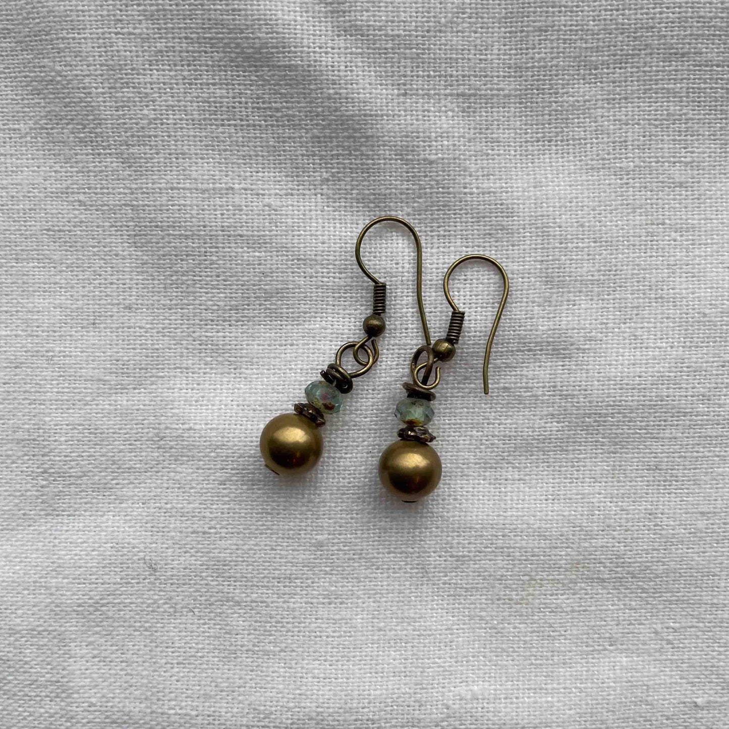 Øredobber i Messing med Glassperle - 40 mm - 12