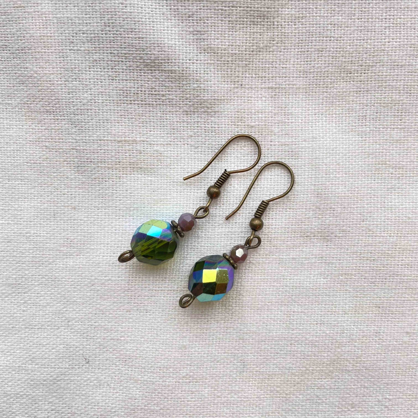 Øredobber Antikk Messing - Glass