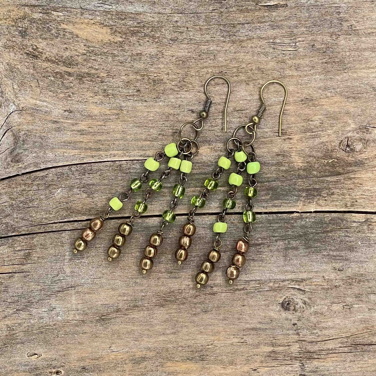 Messing Øredobber med Seed Beads - 70 mm - 40