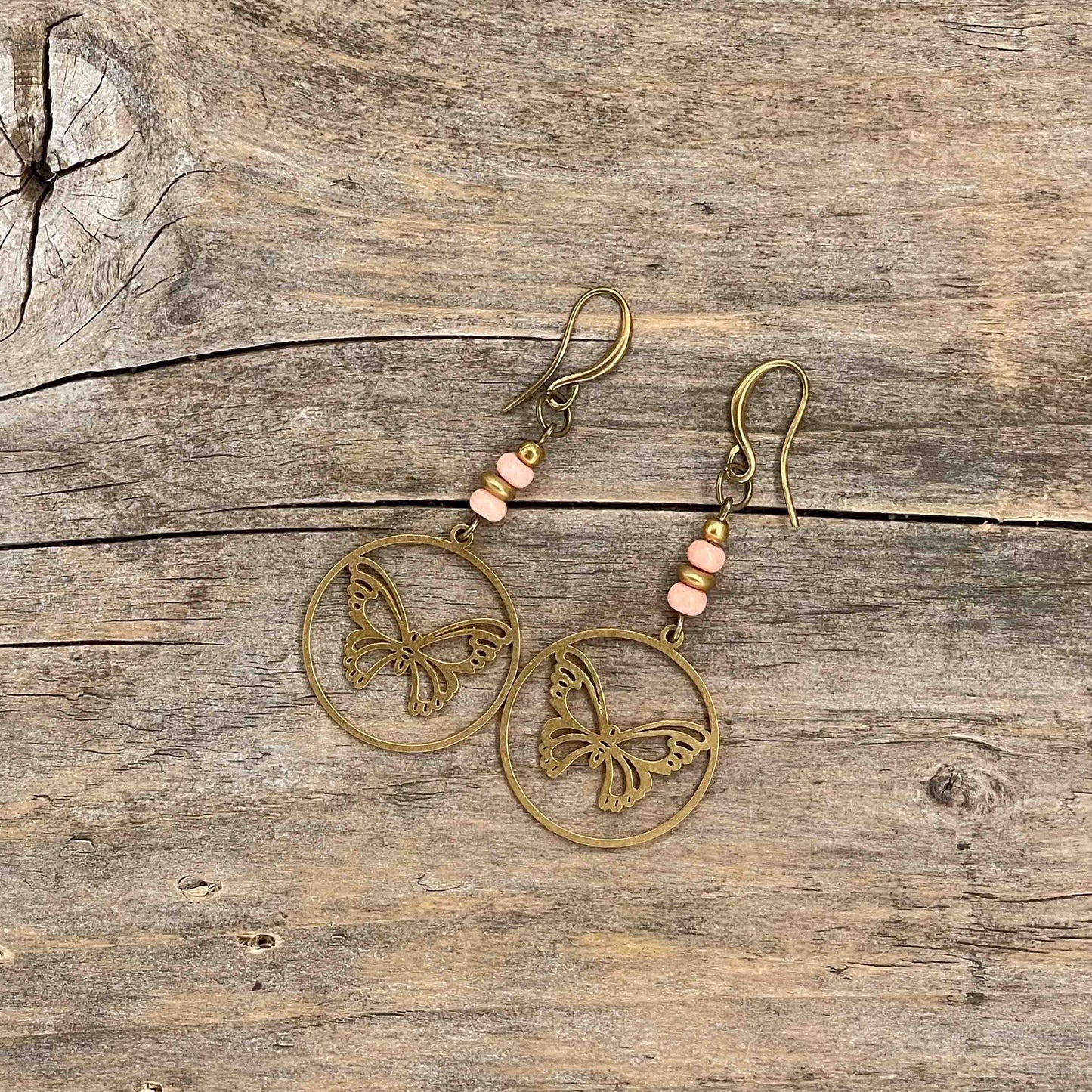 Øredobber i Messing med Glassperle - 50 mm - 45