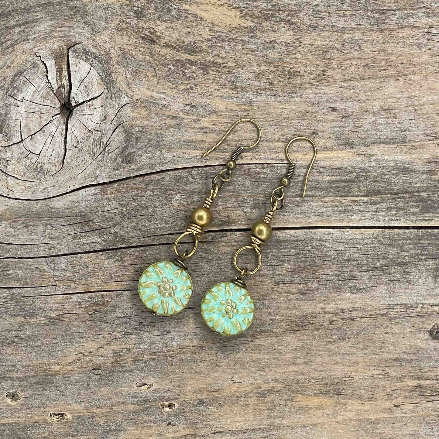 Øredobber i Messing med Glassperle - 60 mm - 60