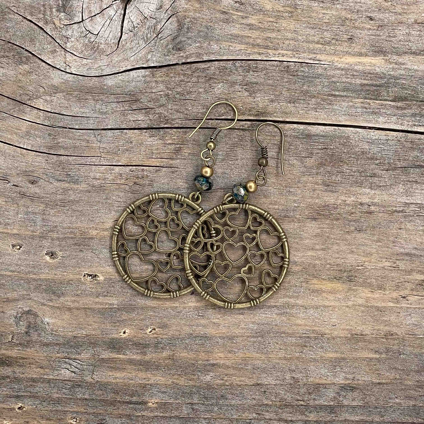 Øredobber i Messing med Glassperle - 65 mm - 81