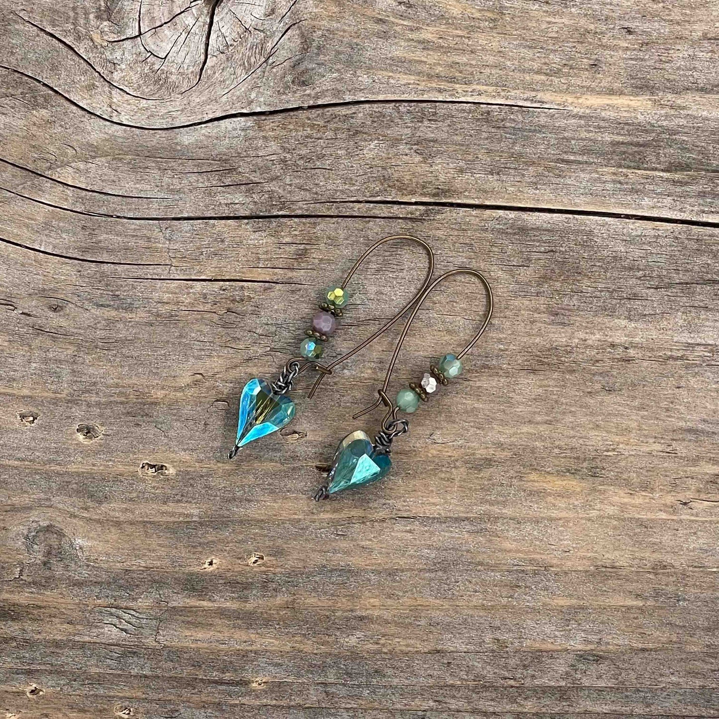 Øredobber i Messing med Glassperle - 50 mm - 83