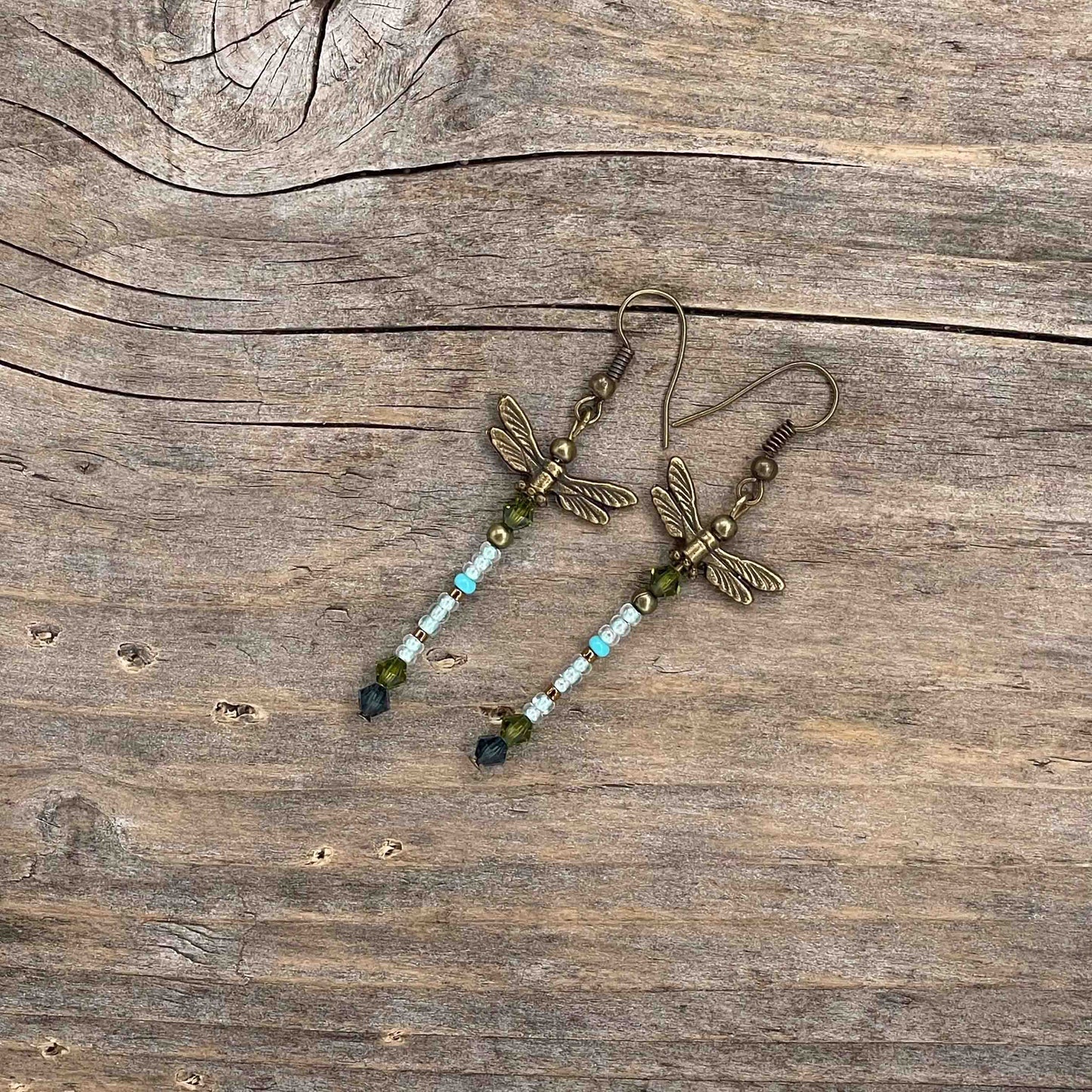 Øredobber i Messing med Glassperle - 60 mm - 86