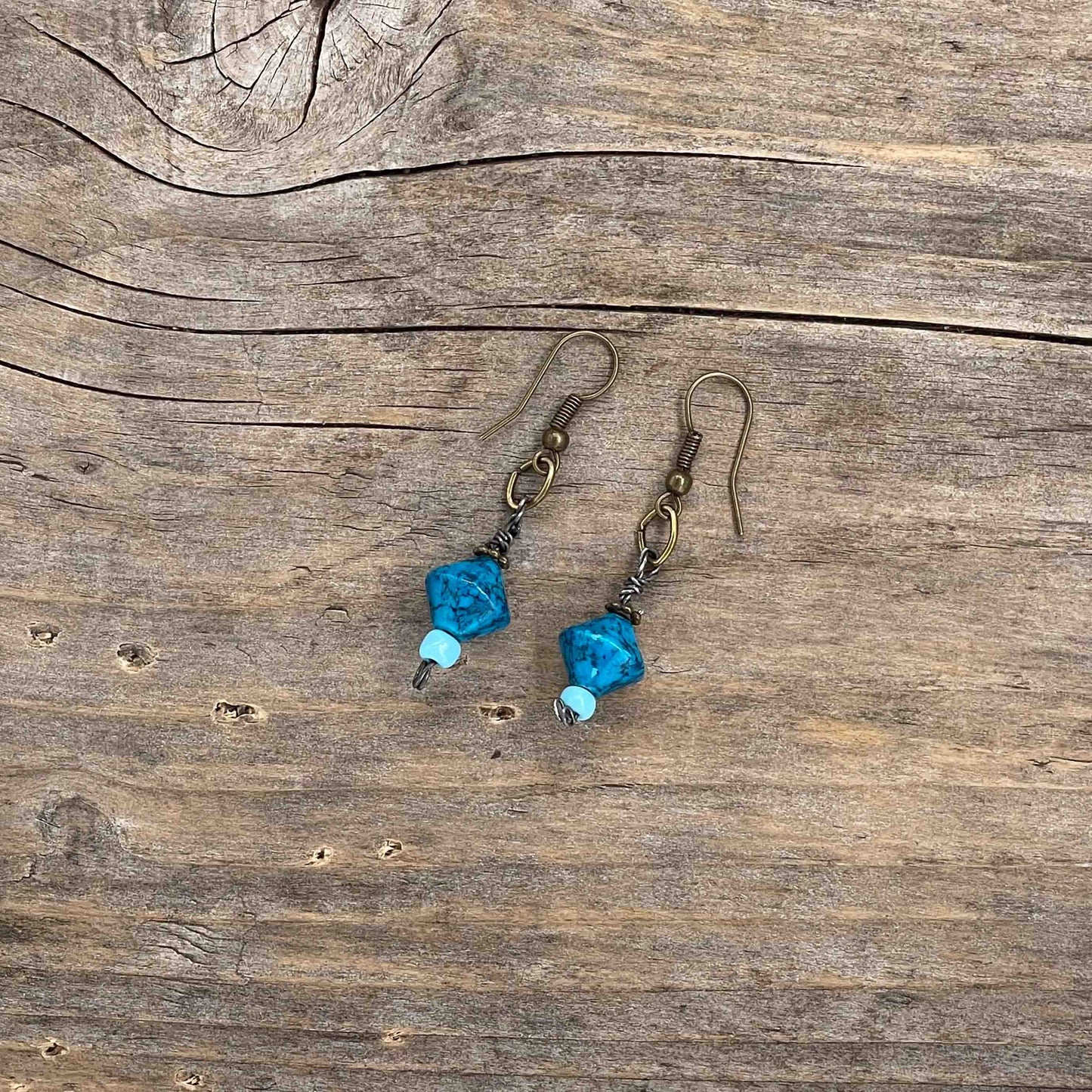 Øredobber i Messing med Glassperle - 40 mm - 88