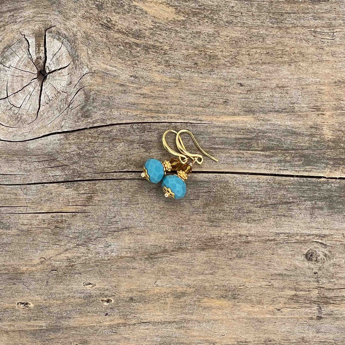 Øredobber i Gull med Glassperler - 30 mm - 124