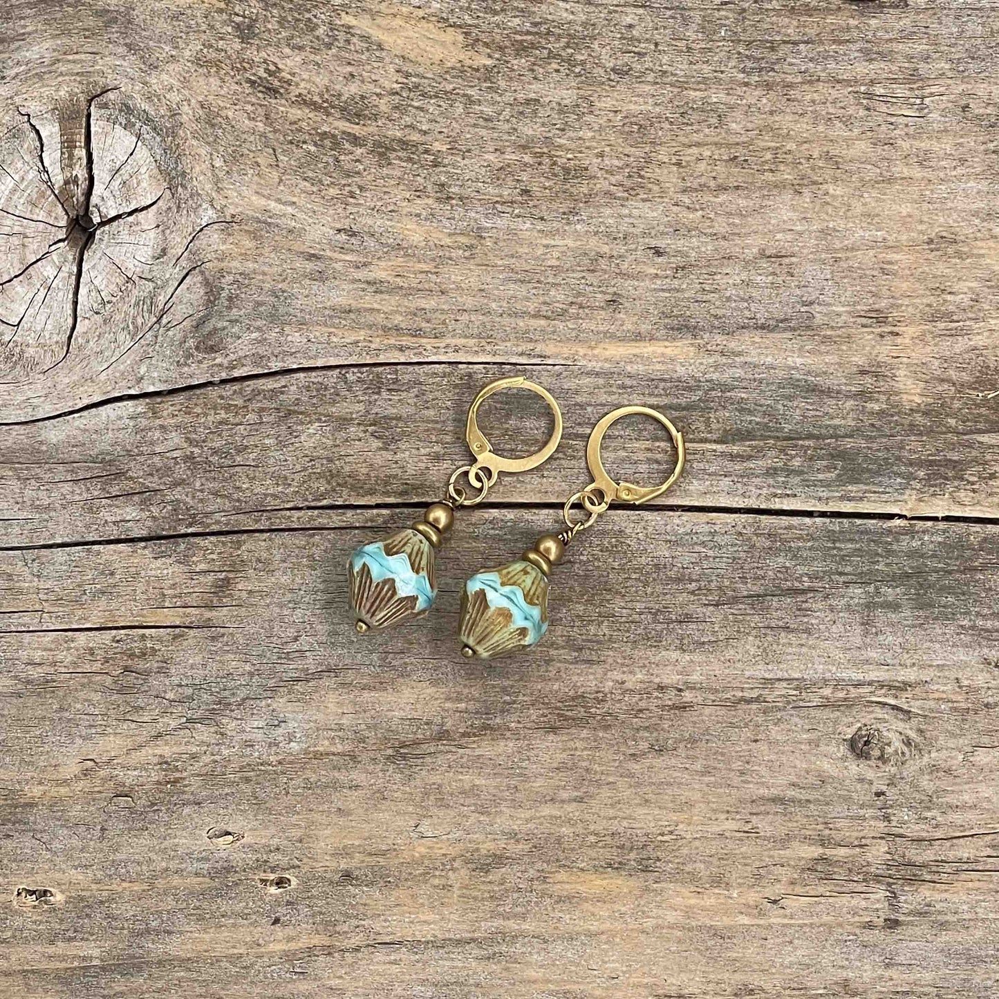 Øredobber i Gull med Glassperler - 40 mm - 126