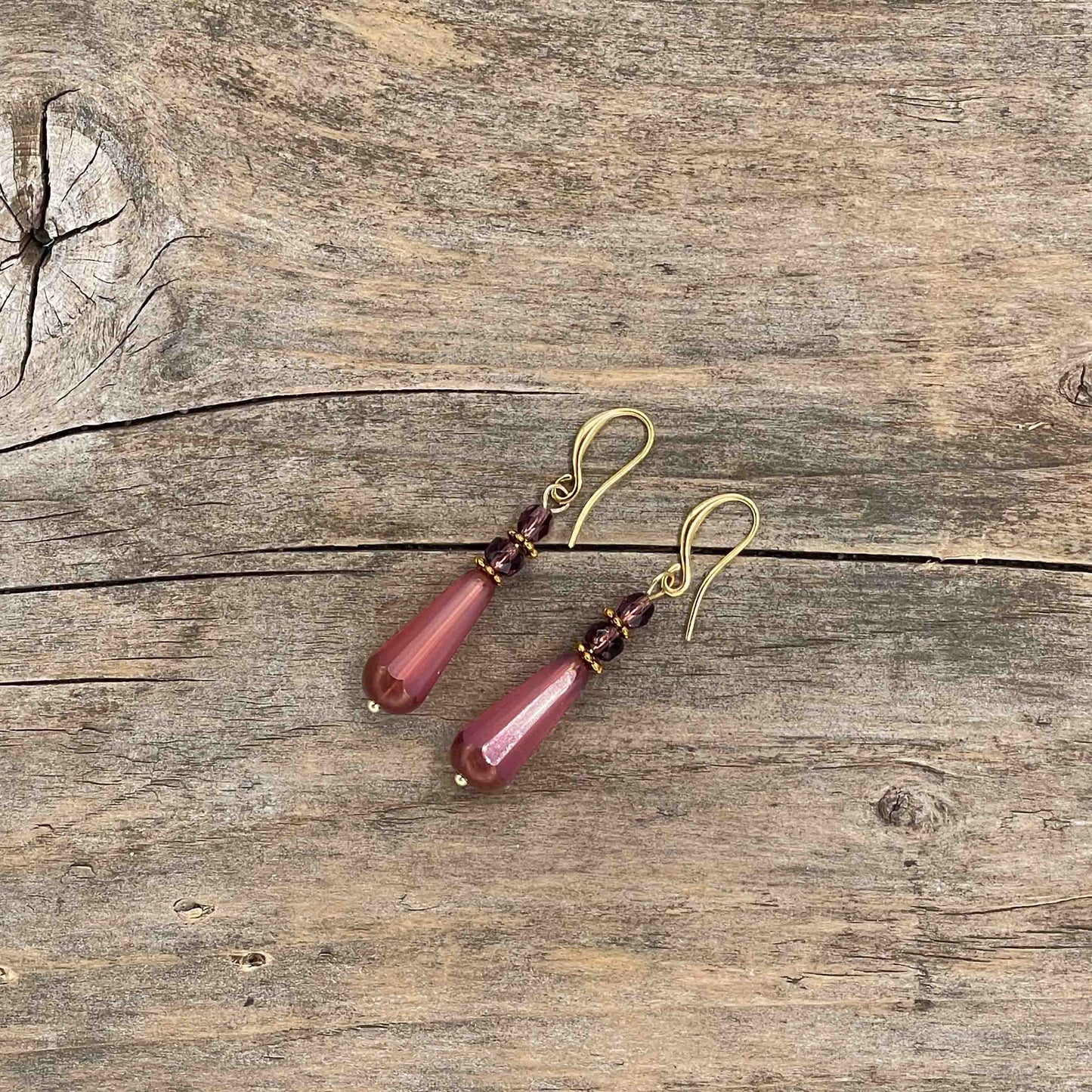 Øredobber i Gull med Glassperler - 50 mm - 133