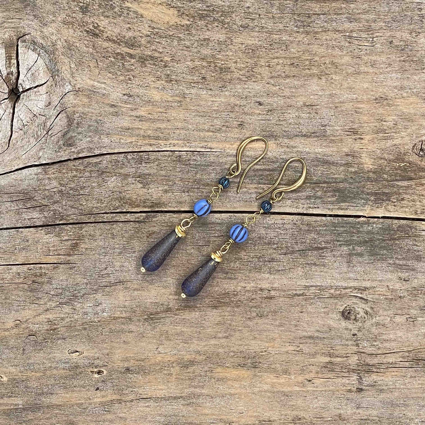 Øredobber i Gull med Glassperler - 60 mm - 136