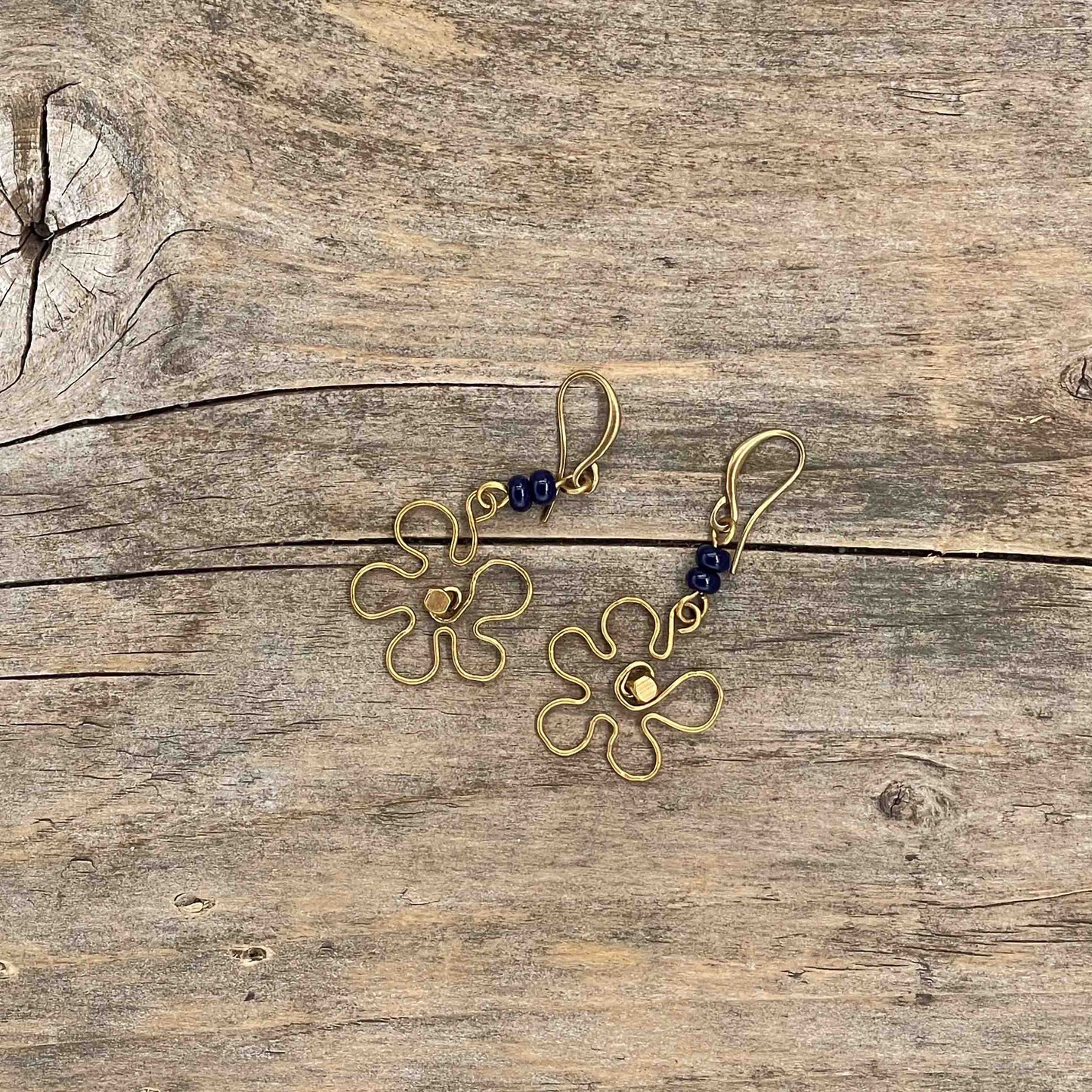 Øredobber i Gull med Glassperler - 45 mm - 140