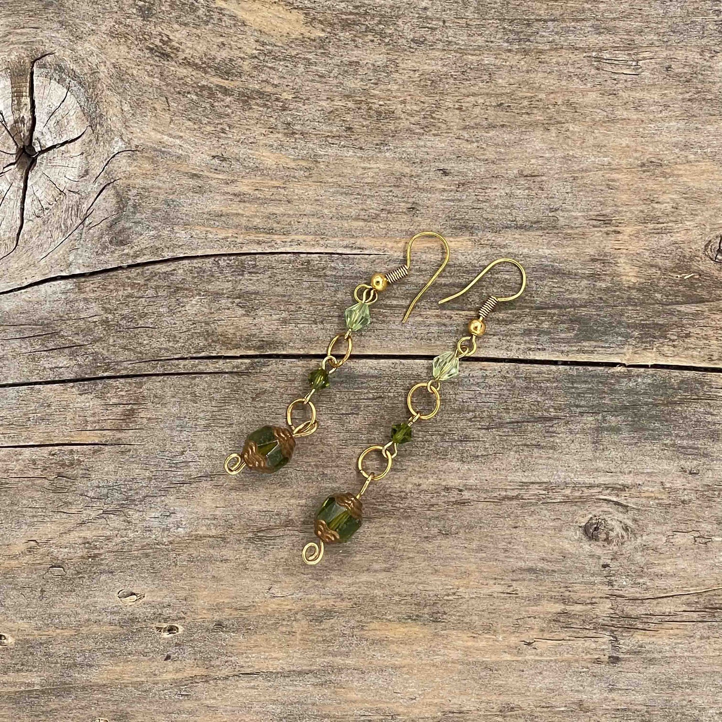 Øredobber i Gull med Glassperler - 65 mm - 142