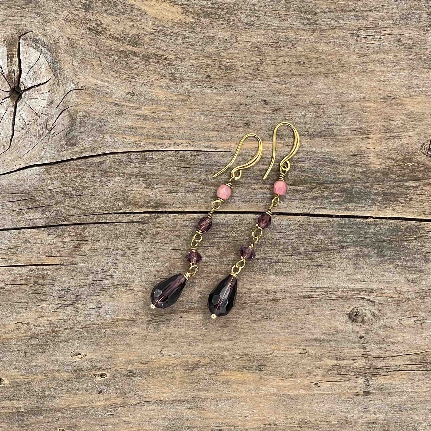 Øredobber i Gull med Glassperler - 65 mm - 143