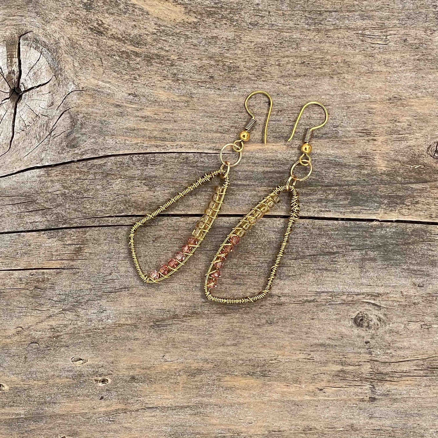 Øredobber i Gull med Glassperler - 65 mm - 144