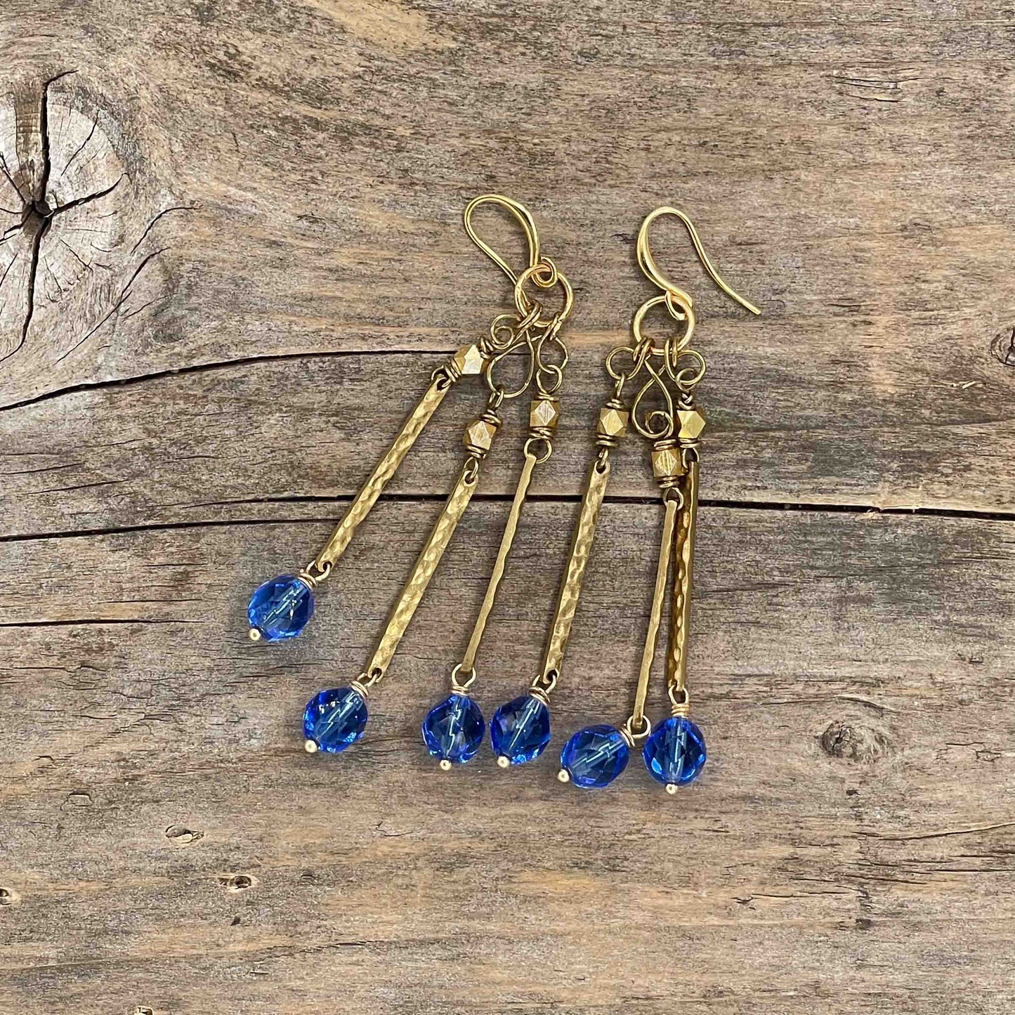 Øredobber i Gull med Glassperler - 80 mm - 146