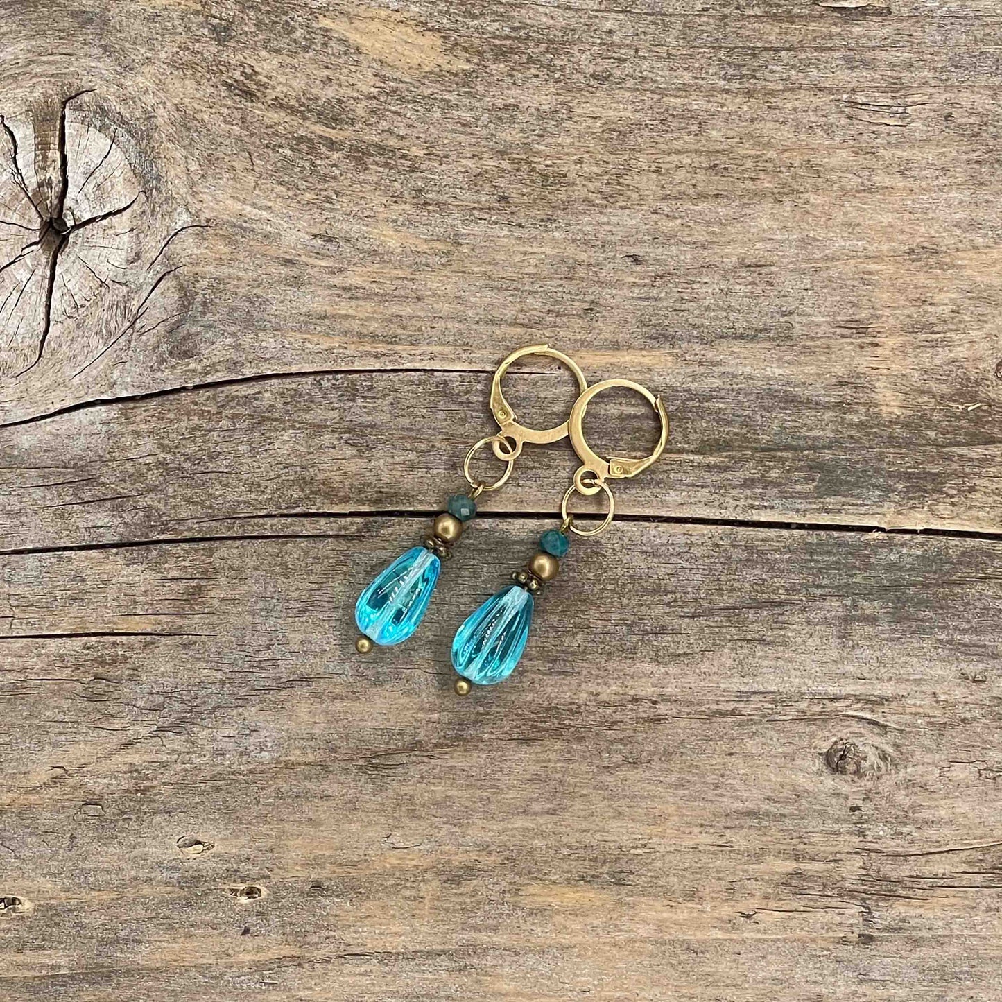 Øredobber i Gull med Pyritt - 35 mm - 162