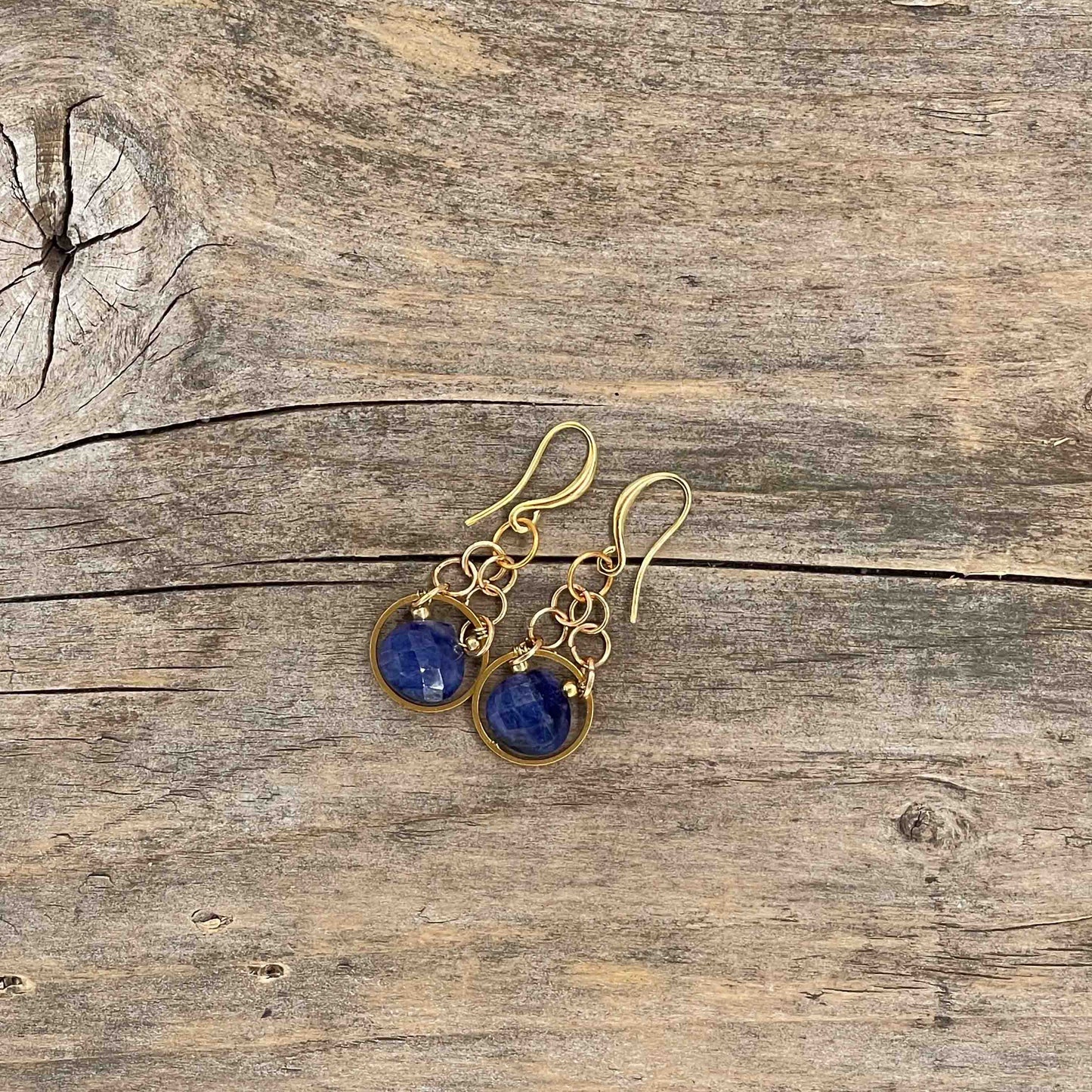 Øredobber i Gull med Safir - 35 mm - 164