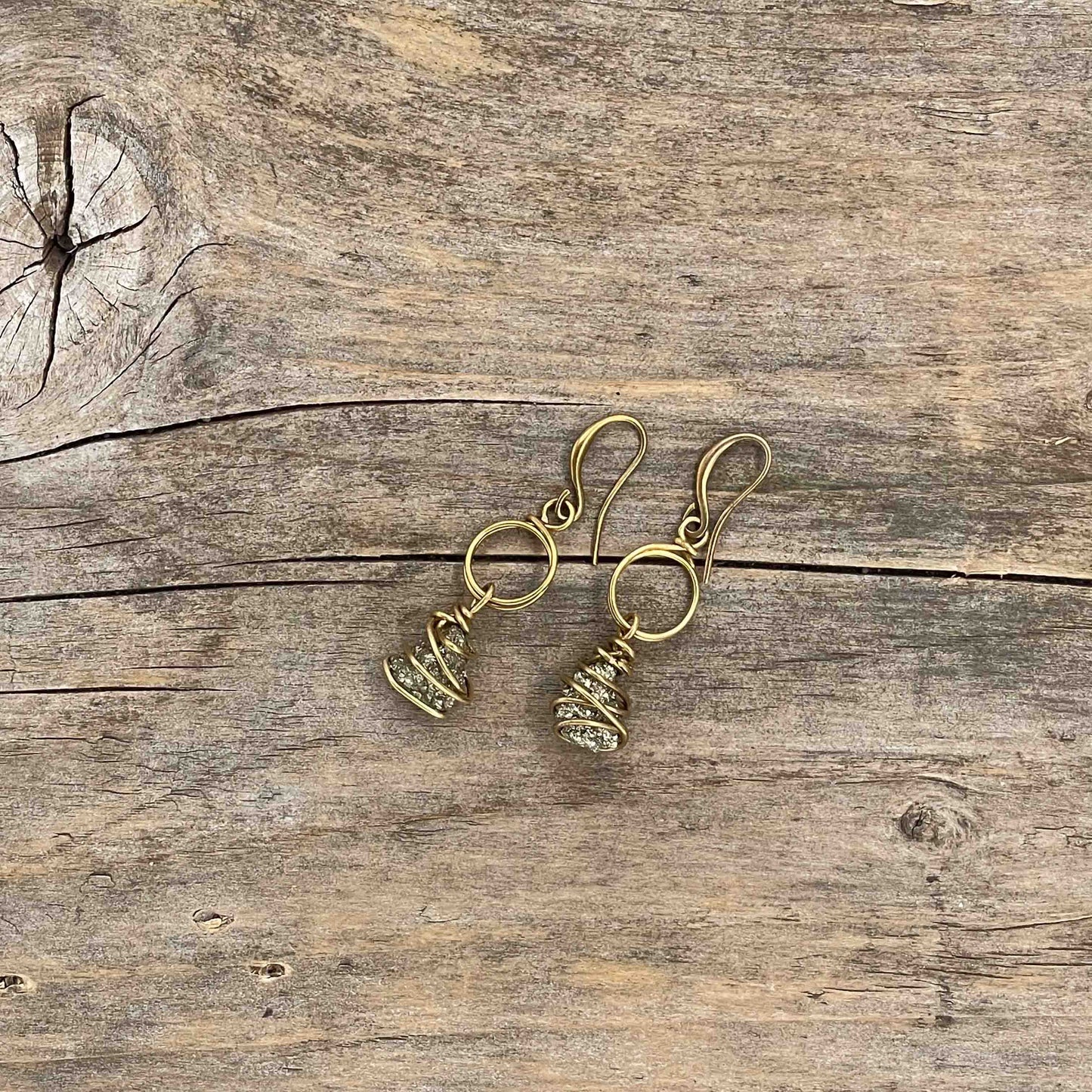 Øredobber i Gull med Pyritt - 45 mm - 165