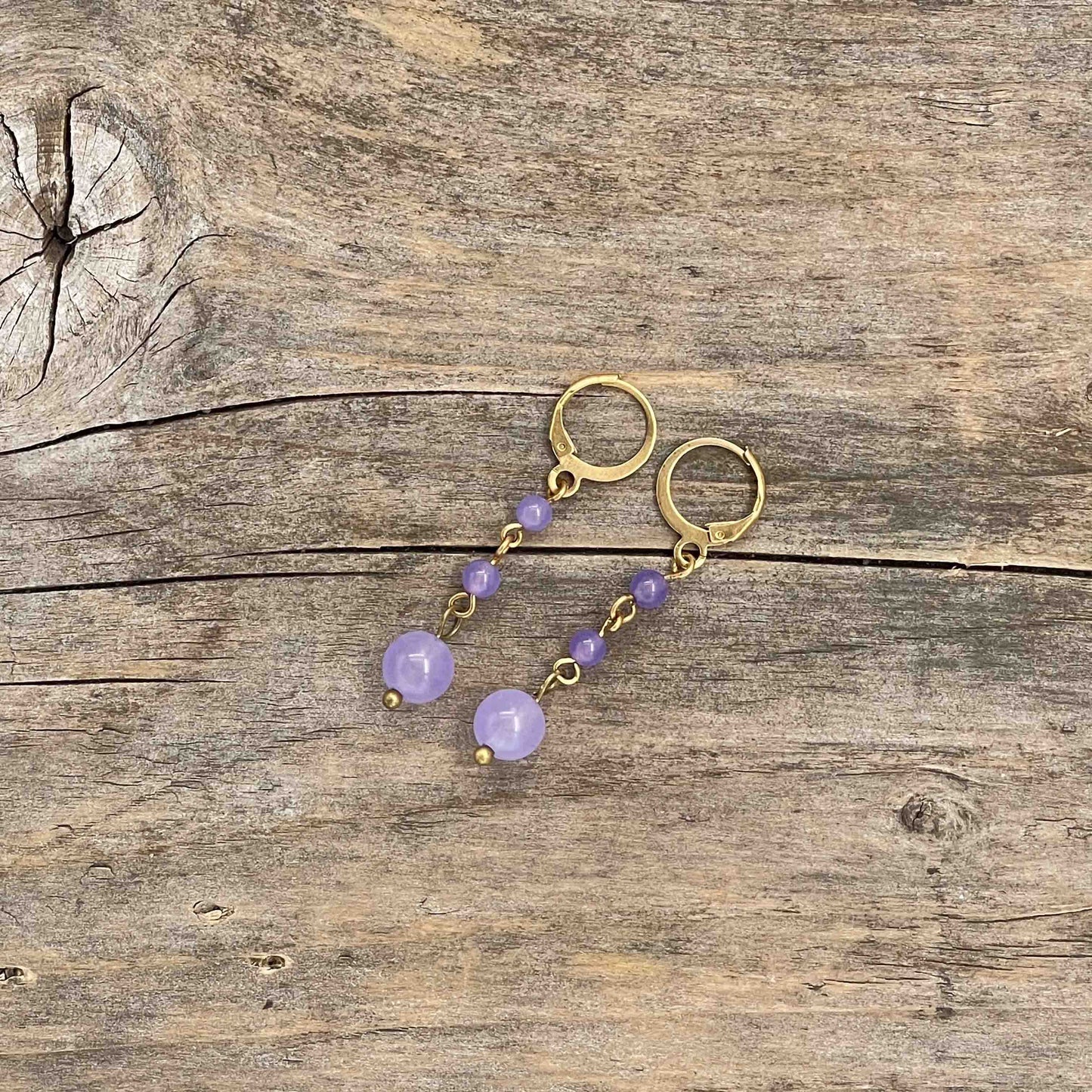 Øredobber i Gull med Kalsedon - 50 mm - 174