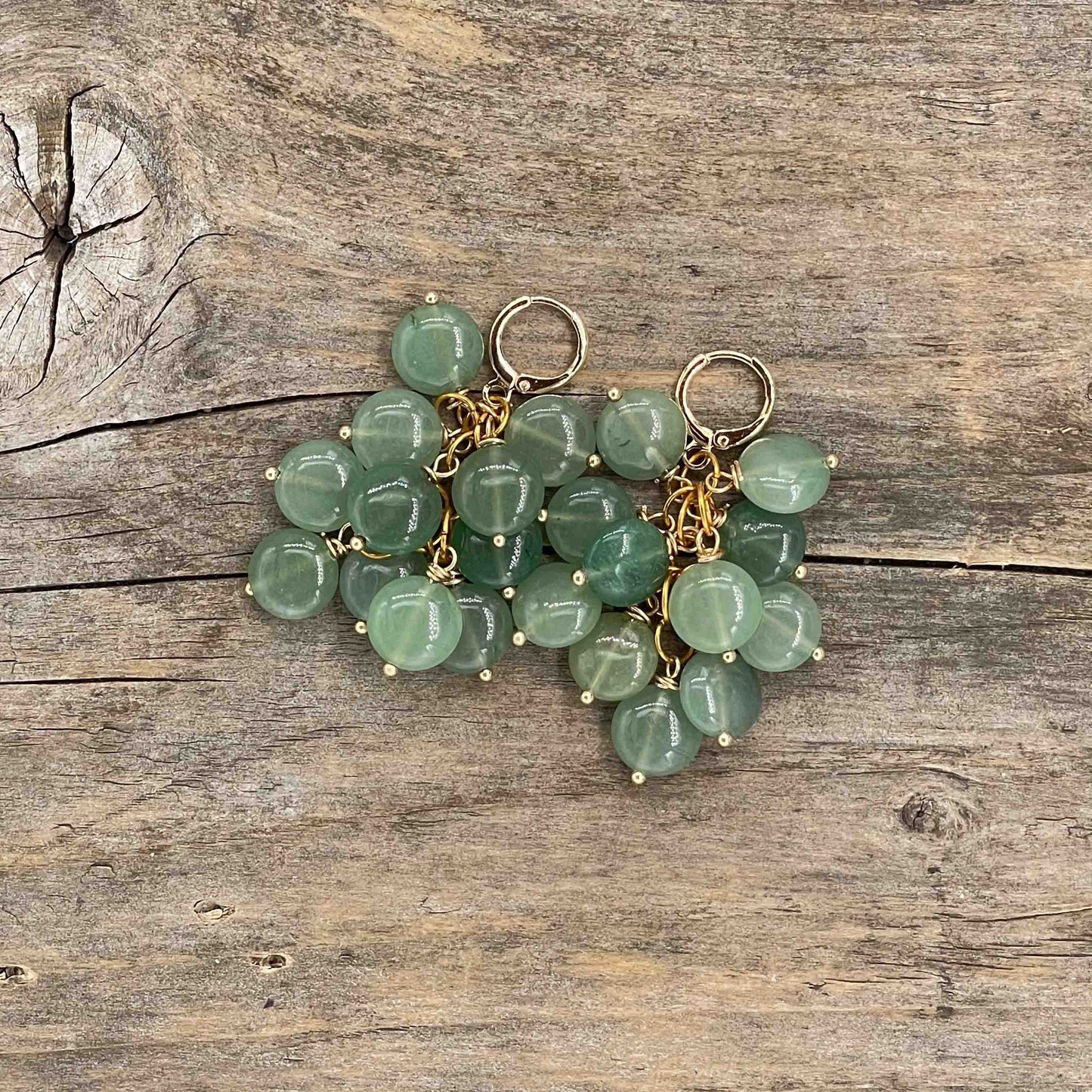 Øredobber i Gull med Jade - 50 mm - 175