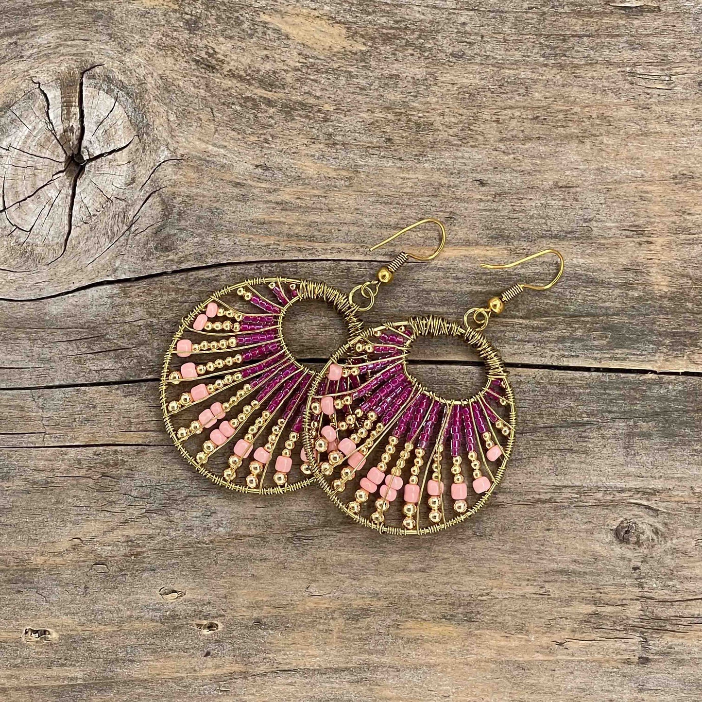 Messing Hoops med Seed Beads - 60 mm - 189