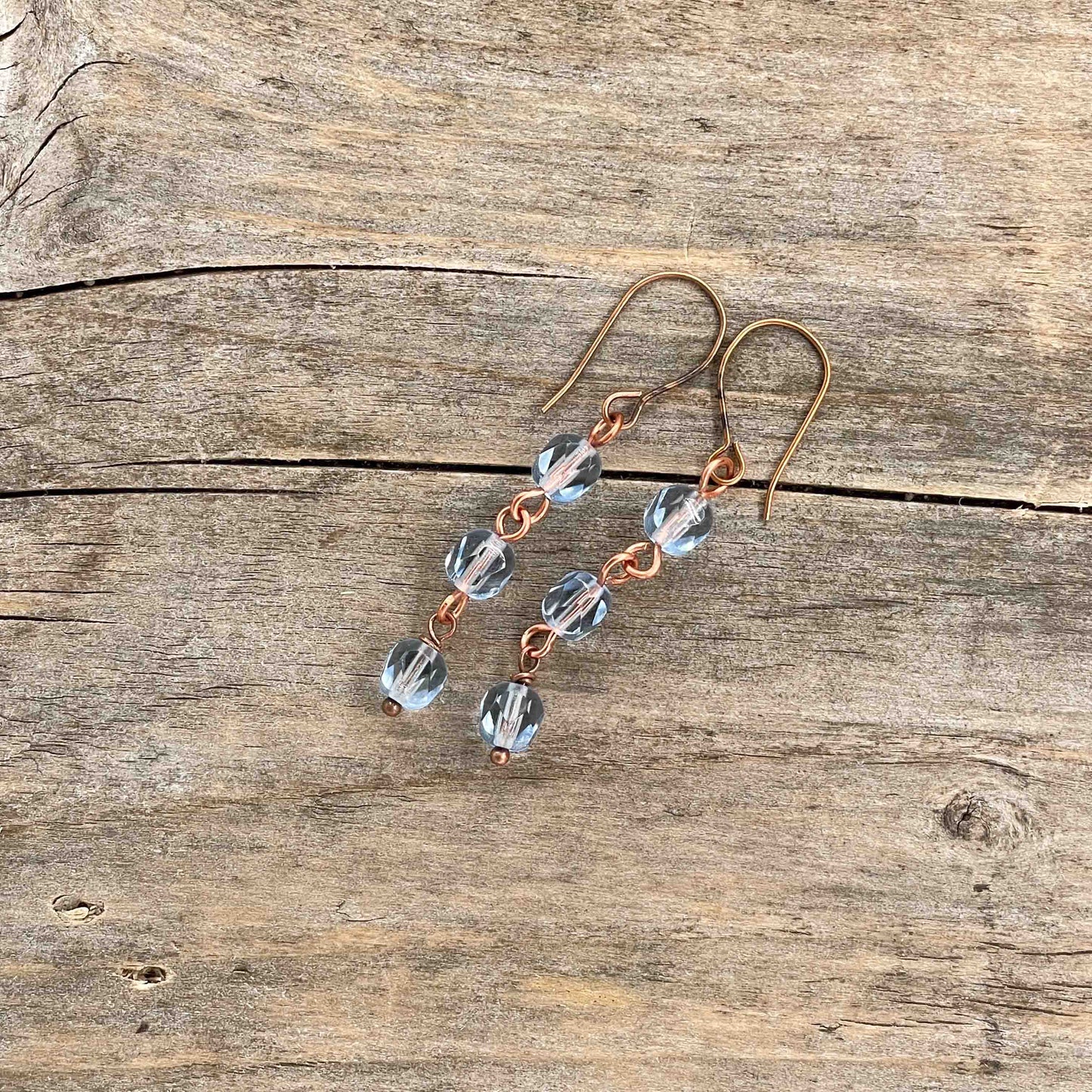 Øredobber i Kobber med Glassperler - 50 mm - 218