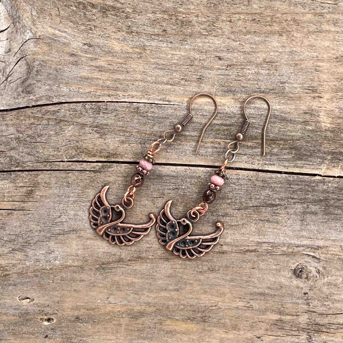 Øredobber i Kobber med Glassperler - 60 mm - 224