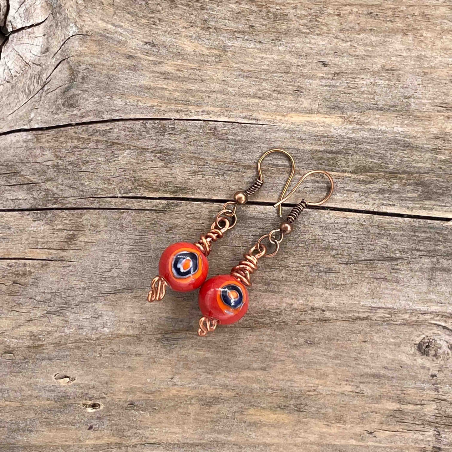 Øredobber i Kobber med Kjeramisk - 50 mm - 234