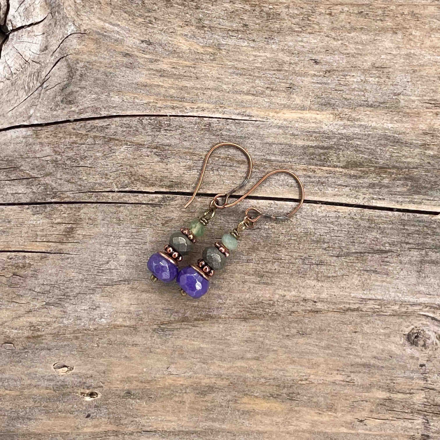 Øredobber i Kobber med Agat - 40 mm - 237