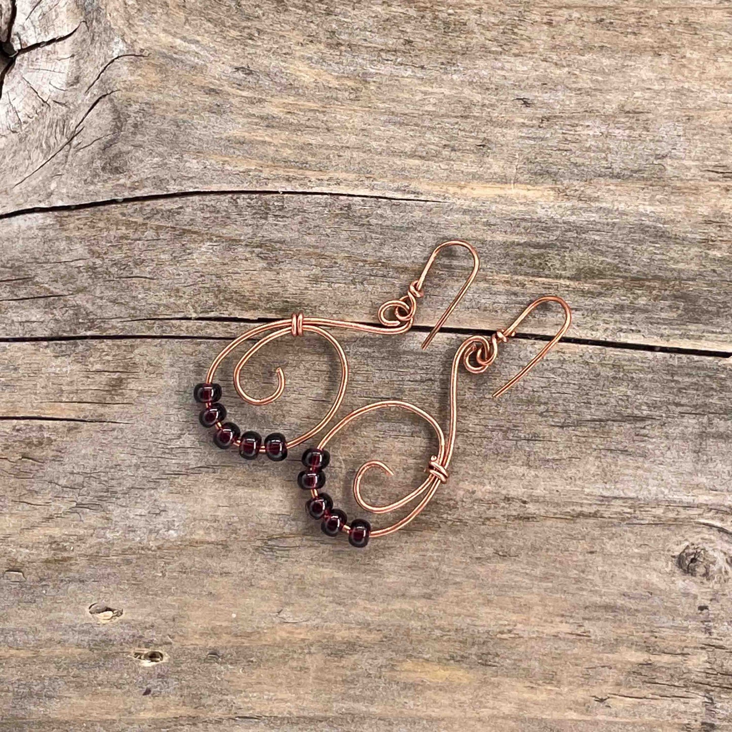 Øredobber i Kobber med Ametyst - 50 mm - 242