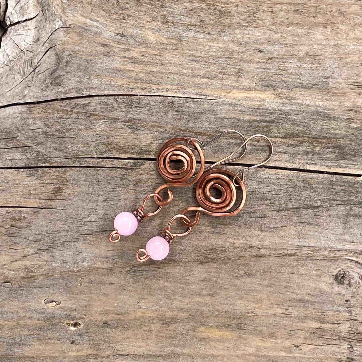 Øredobber i Kobber med Jade - 55 mm - 243