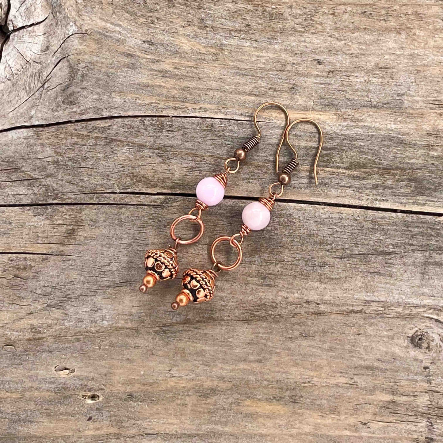 Øredobber i Kobber med Jade - 60 mm - 250