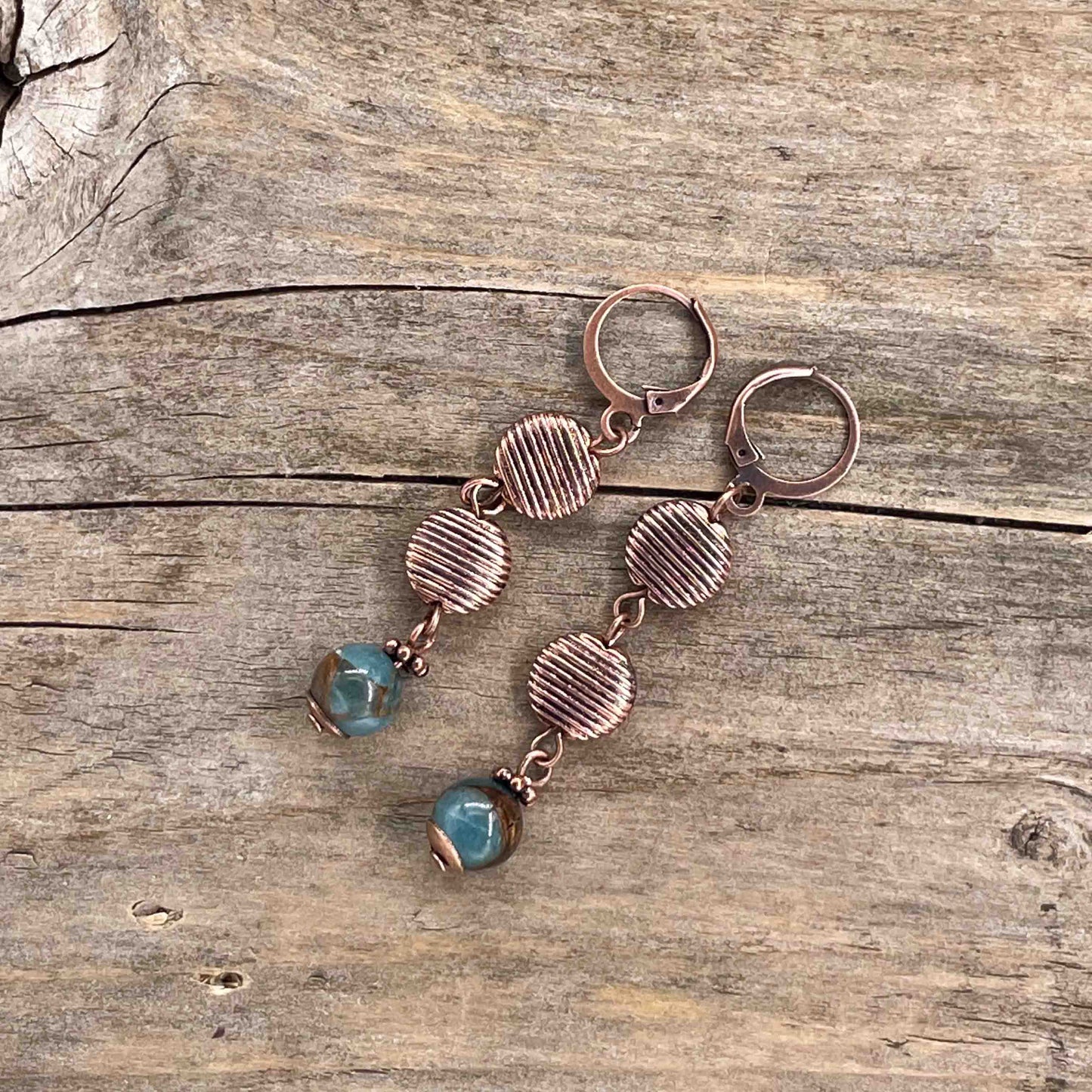 Øredobber i Kobber med Quartz - 60 mm - 256