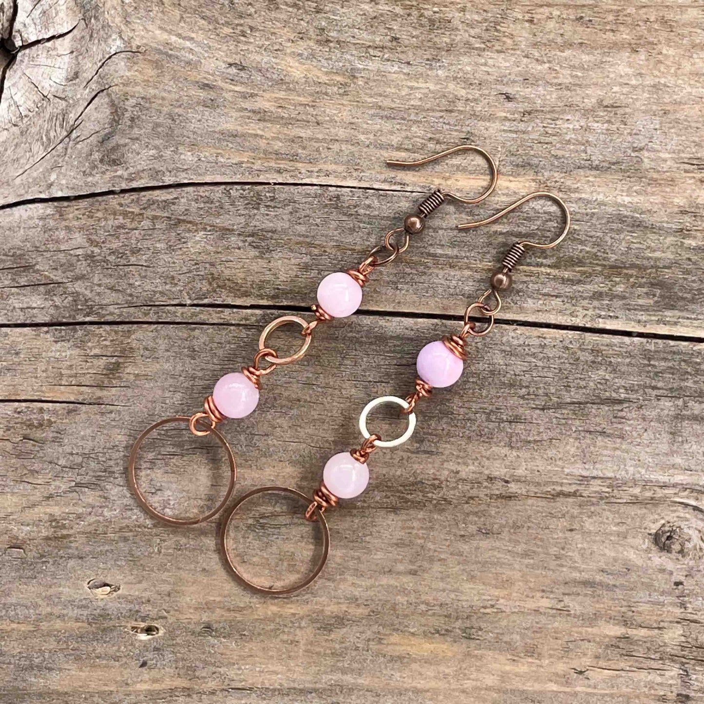 Øredobber i Kobber med Jade - 75 mm - 264