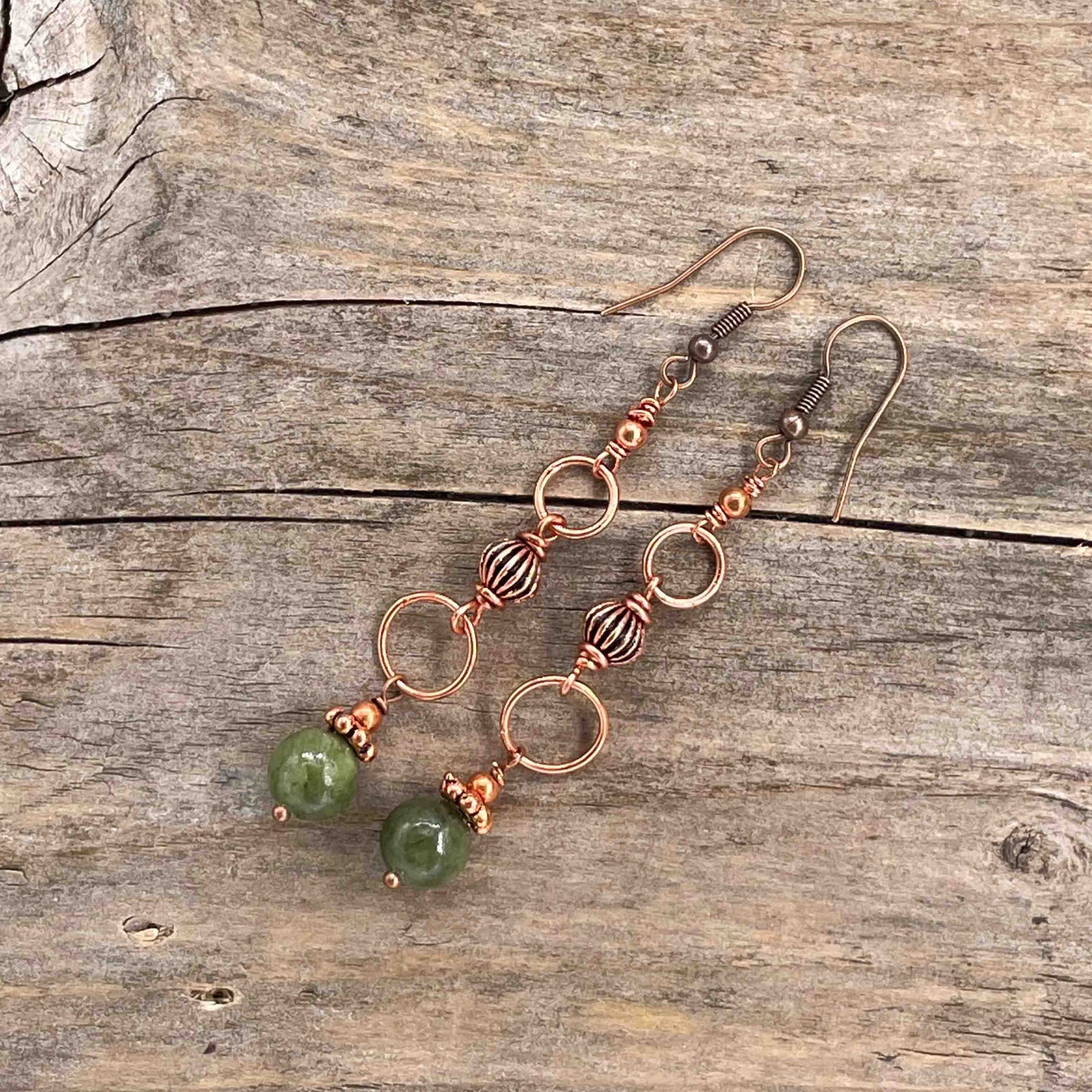 Øredobber i Kobber med Agat - 75 mm - 265