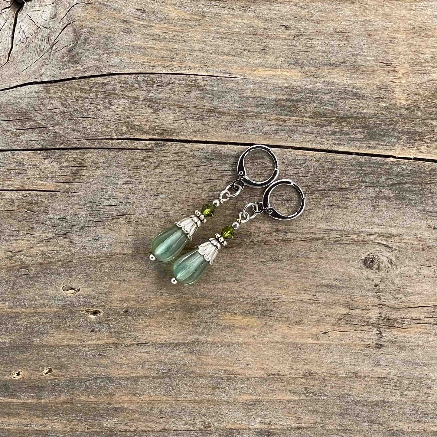 Sølv Øredobber med glass - 45 mm - 335