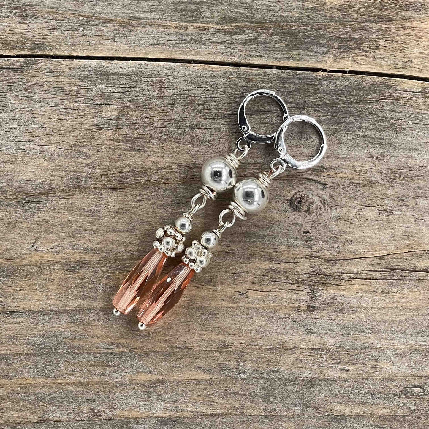 Øredobber i Sølv med Glassperler - 60 mm - 355