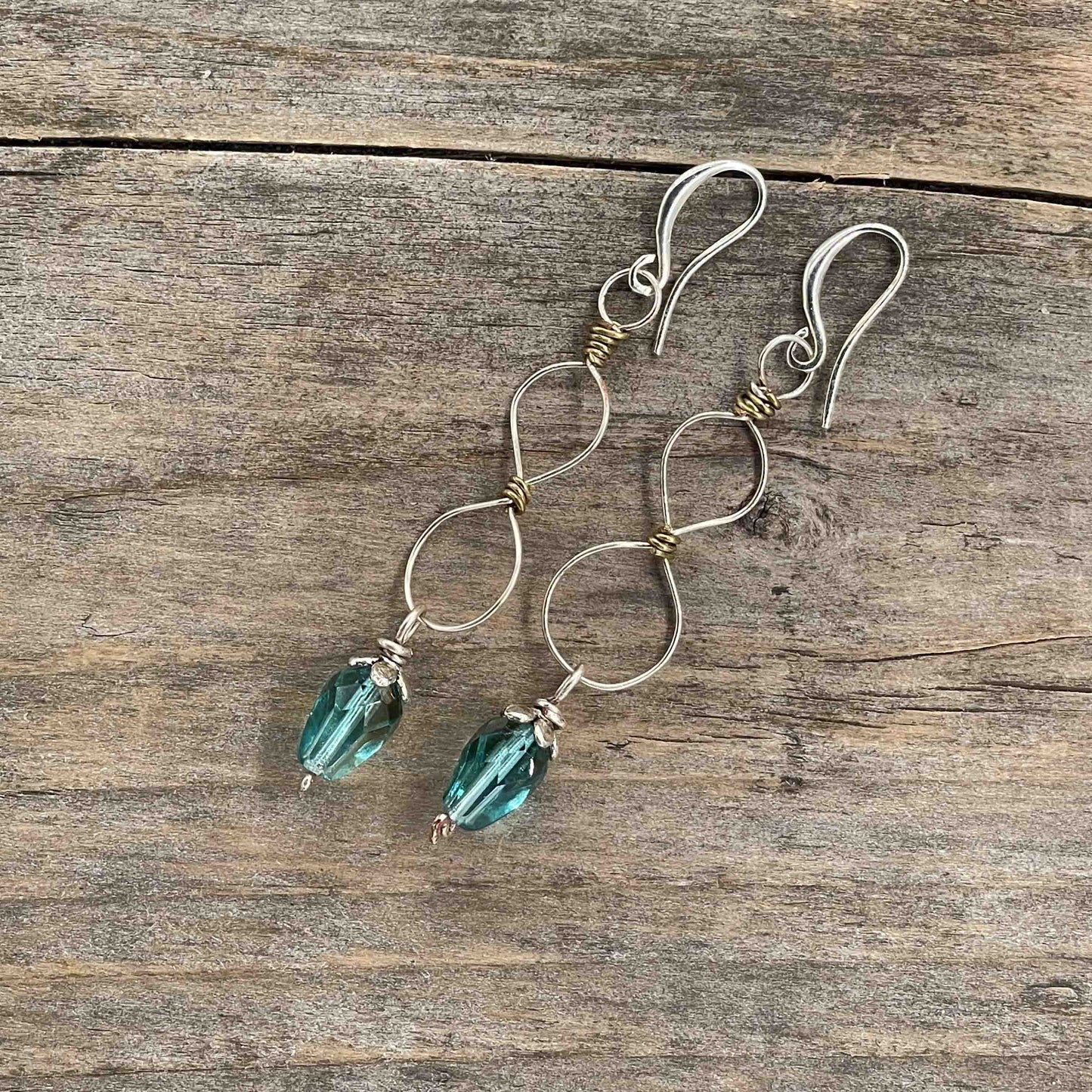 Øredobber i Sølv med Glassperler - 65 mm - 356