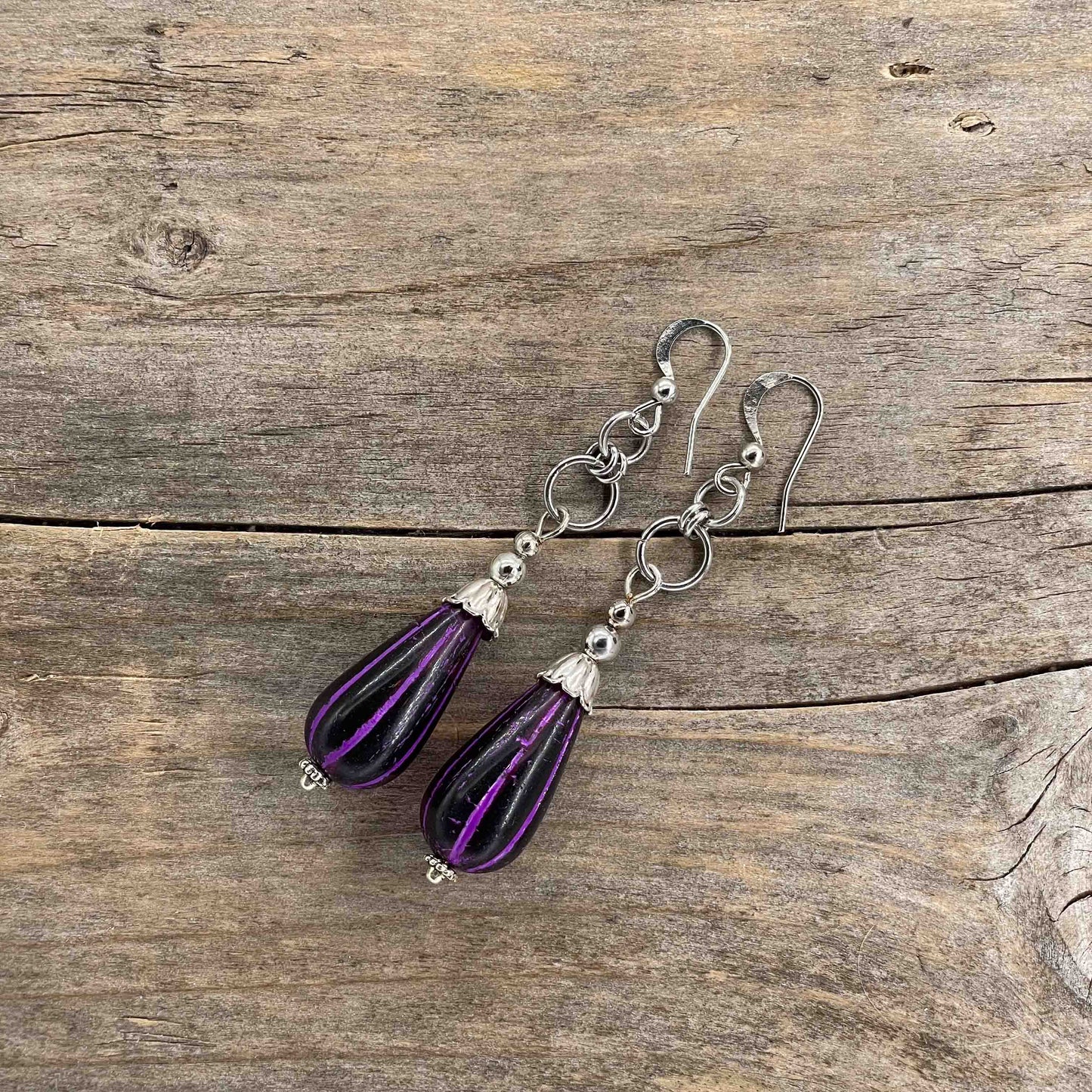 Øredobber i Sølv med Glassperler - 65 mm - 377