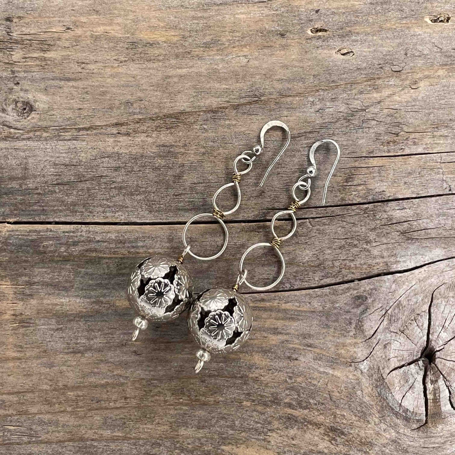 Øredobber i Sølv med Glassperler - 70 mm - 380