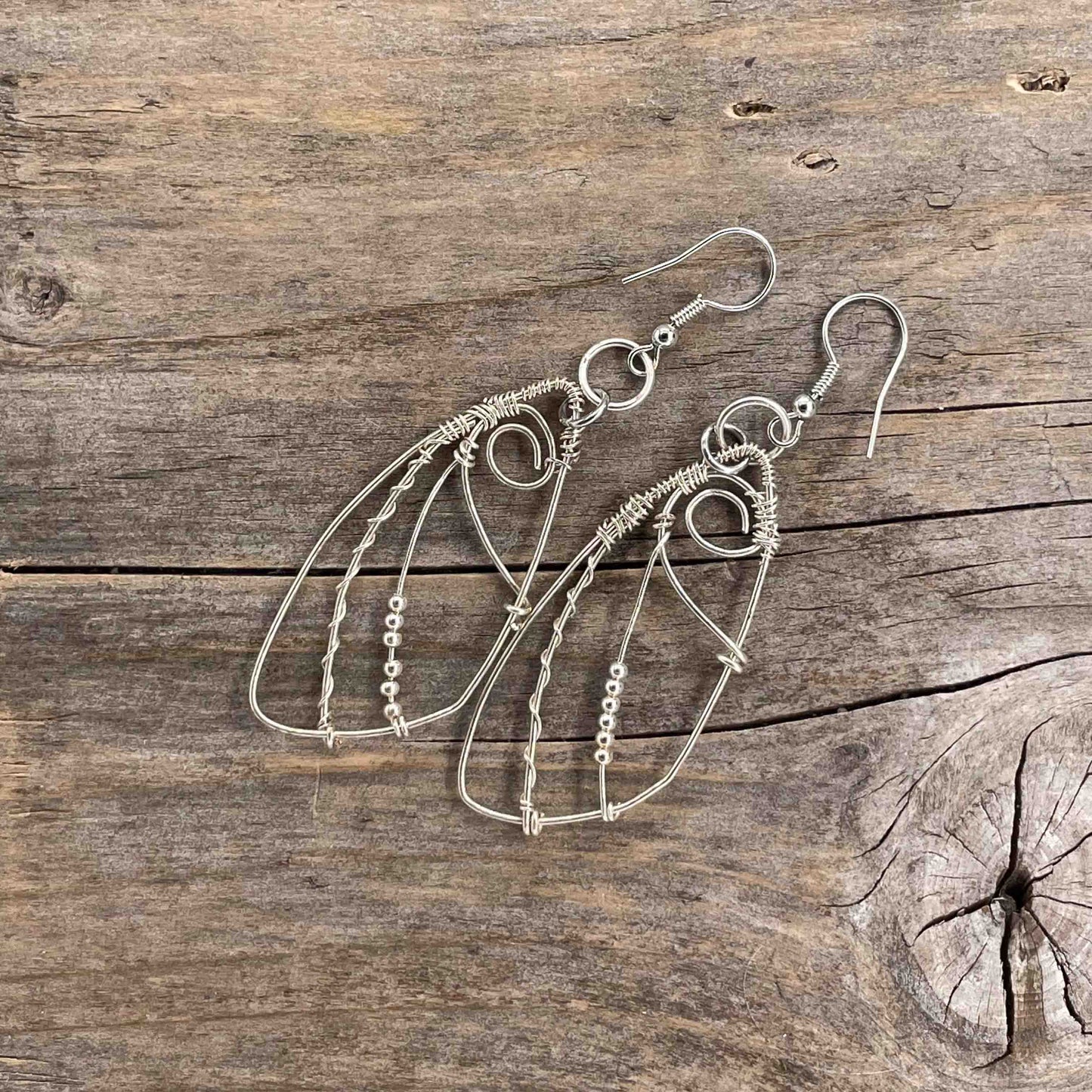 Øredobber i Sølv med Glassperler - 75 mm - 381