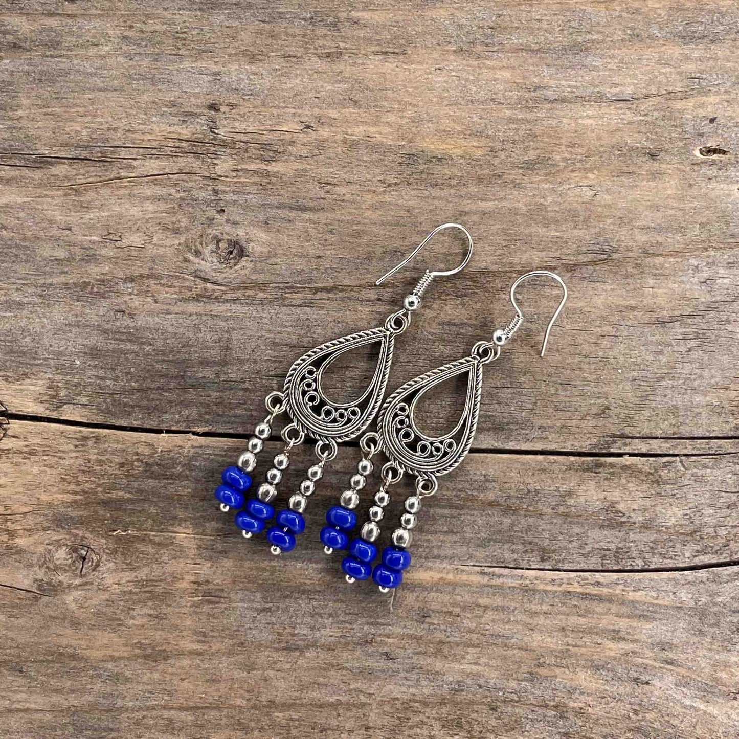 Sølv Chandelier med Seed Beads - 60 mm - 386