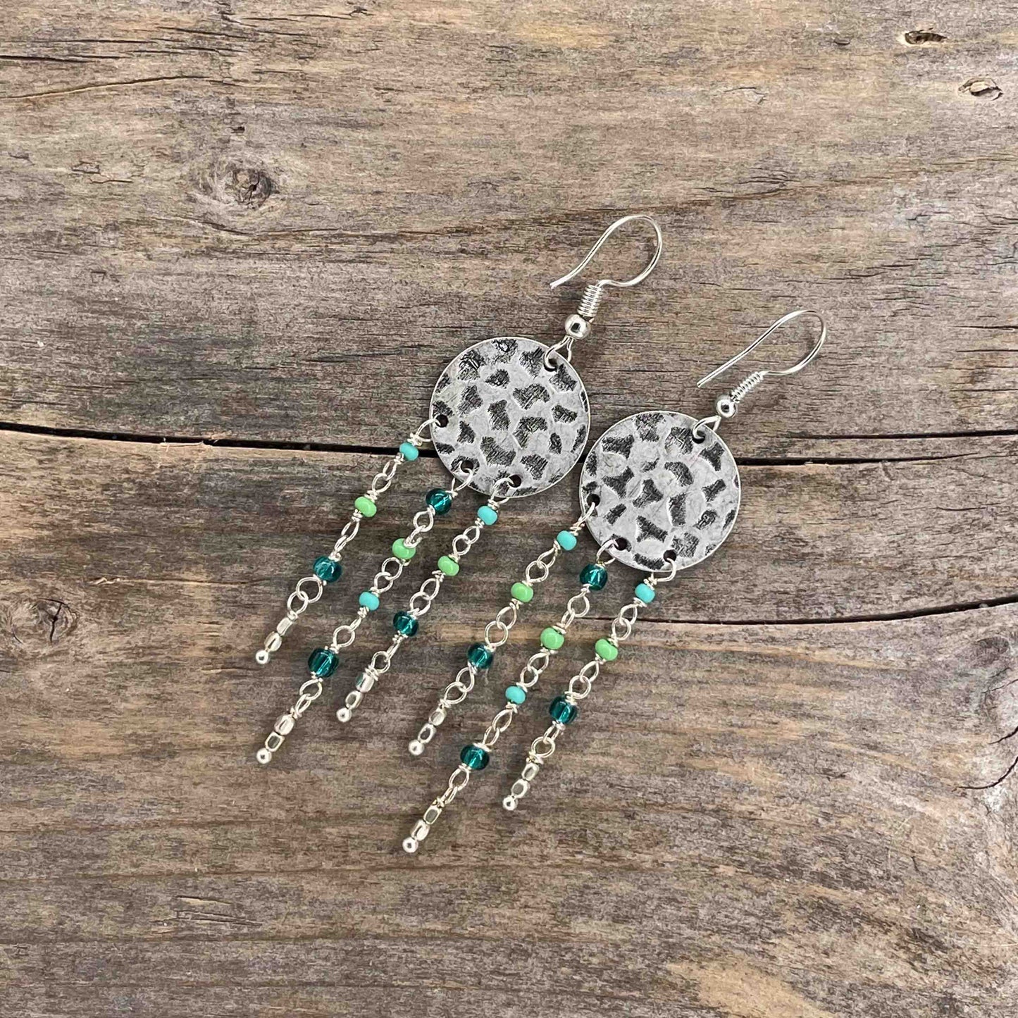 Sølv Chandelier med Seed Beads - 75 mm - 394