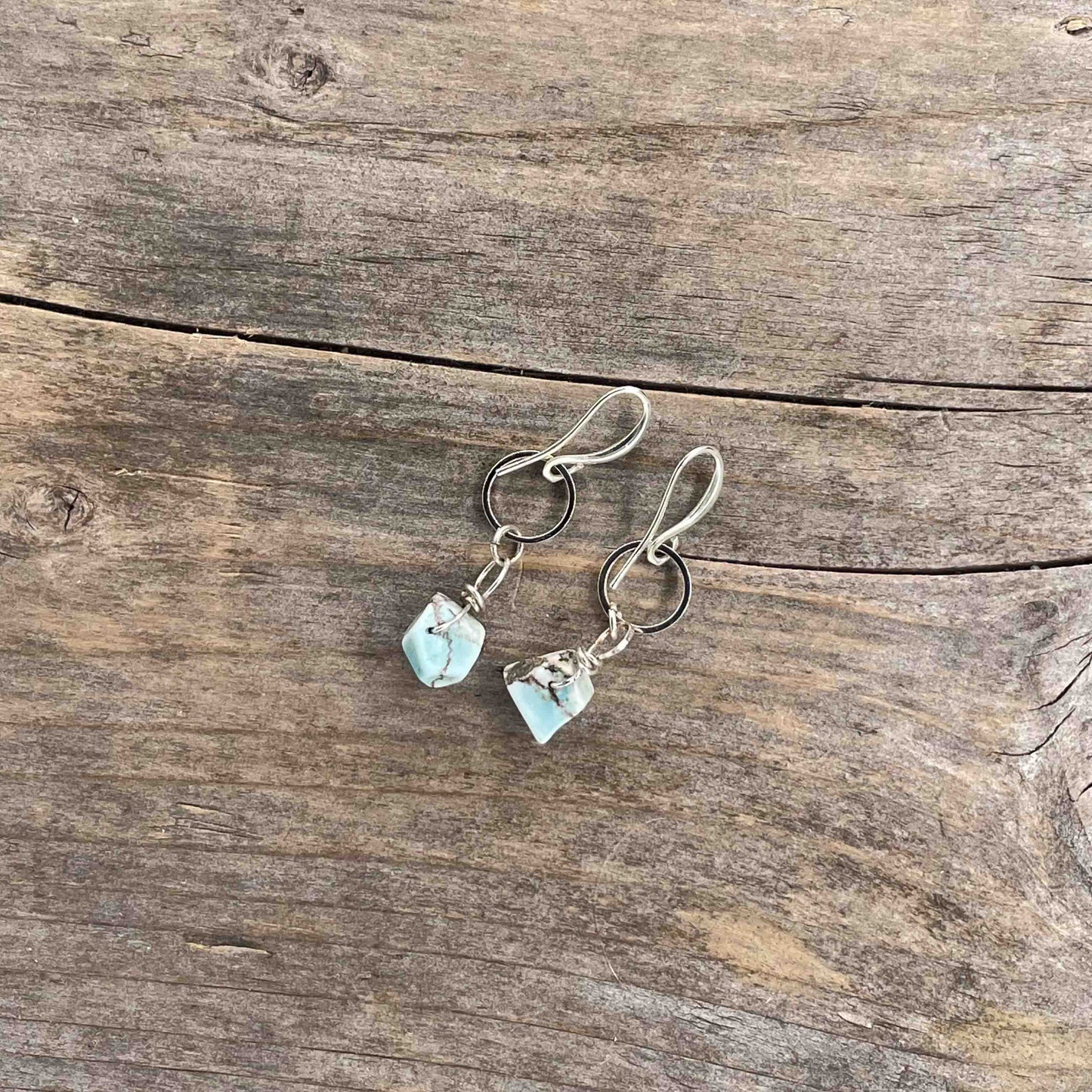 Sølv Øredobber med Larimar - 40 mm - 415