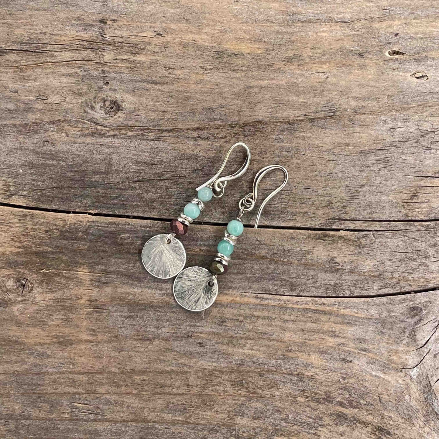 Øredobber i Sølv med Amazonitt - 50 mm - 418