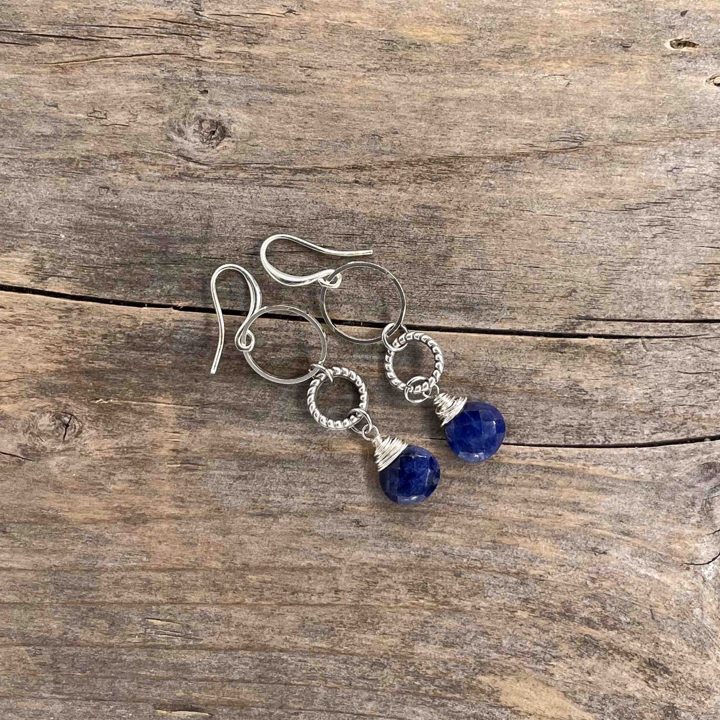 Øredobber i Sølv med Safir - 50 mm - 436