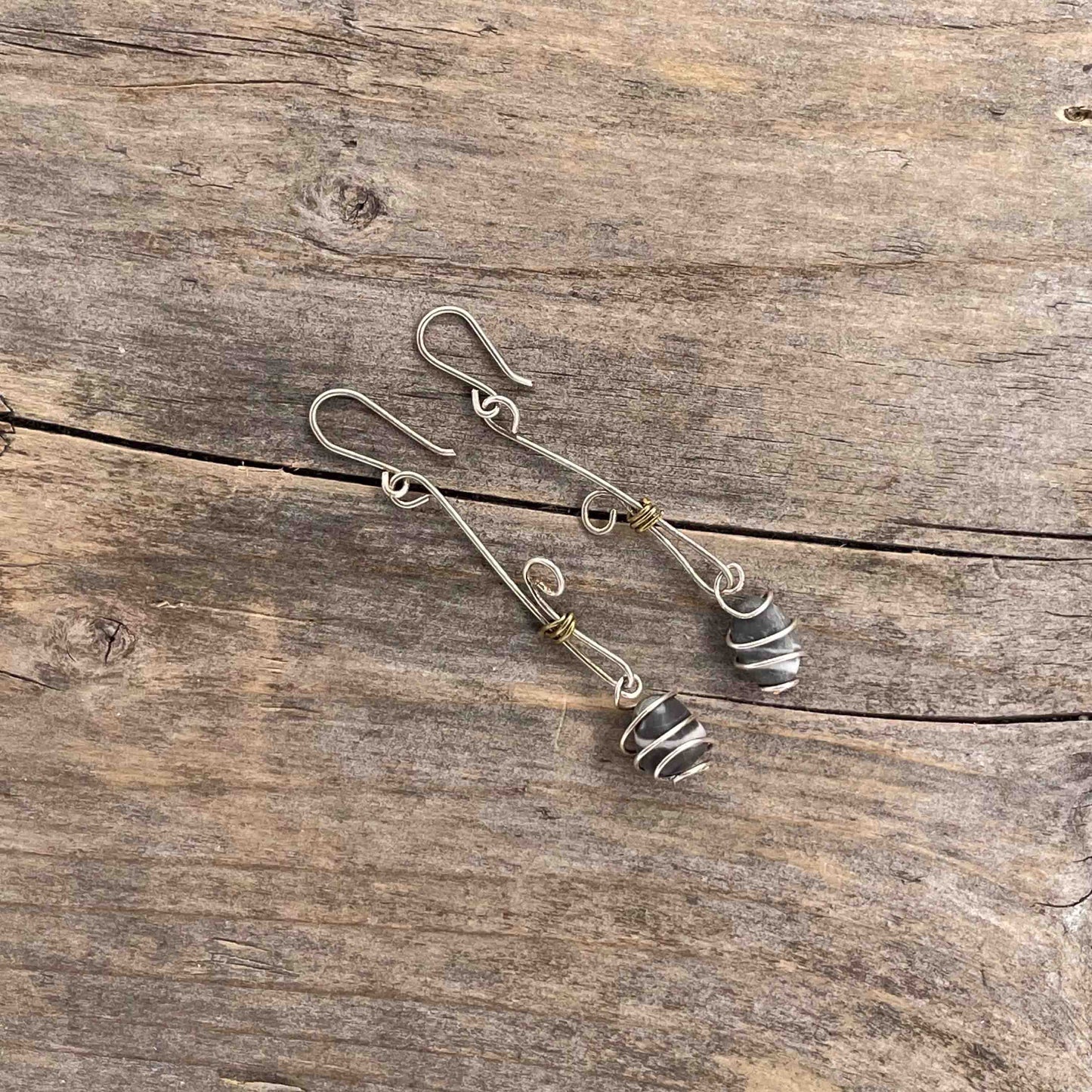 Øredobber i Sølv med Strandstein - 60 mm - 445