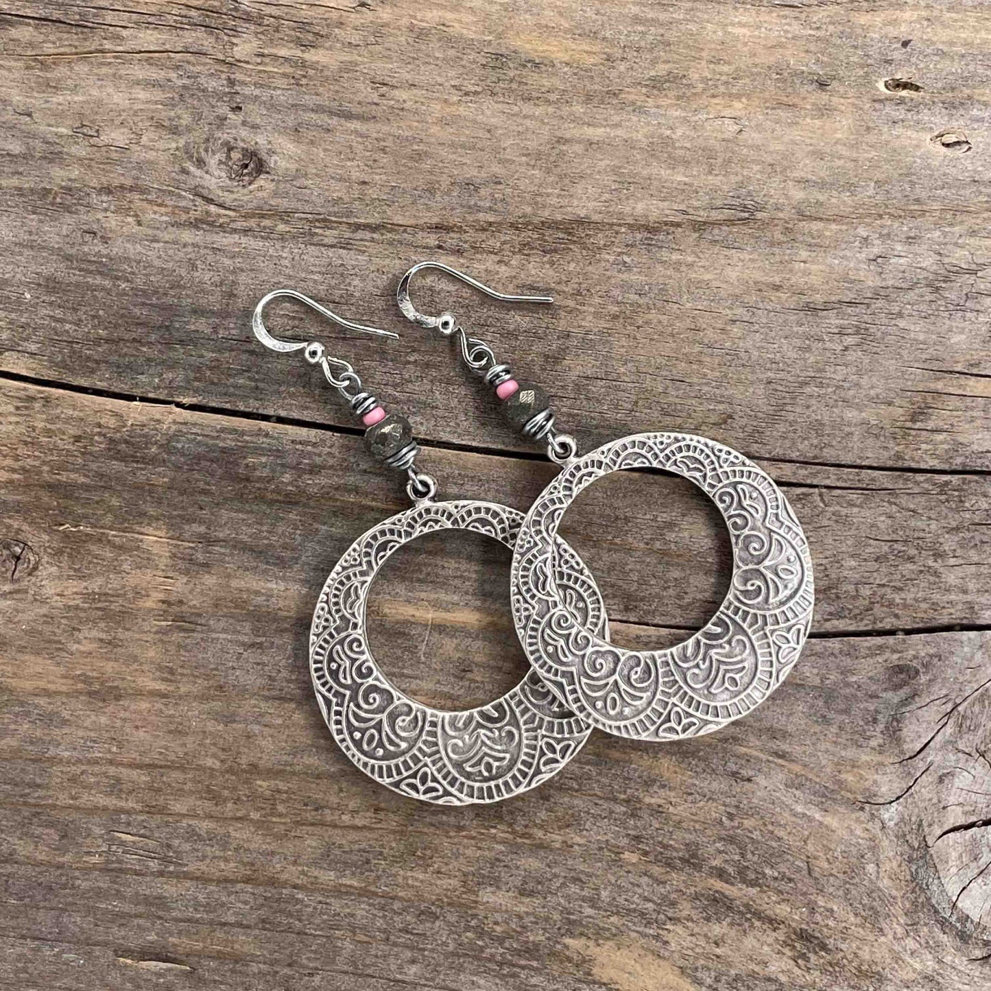 Øredobber i Sølv med Pyritt - 65 mm - 455