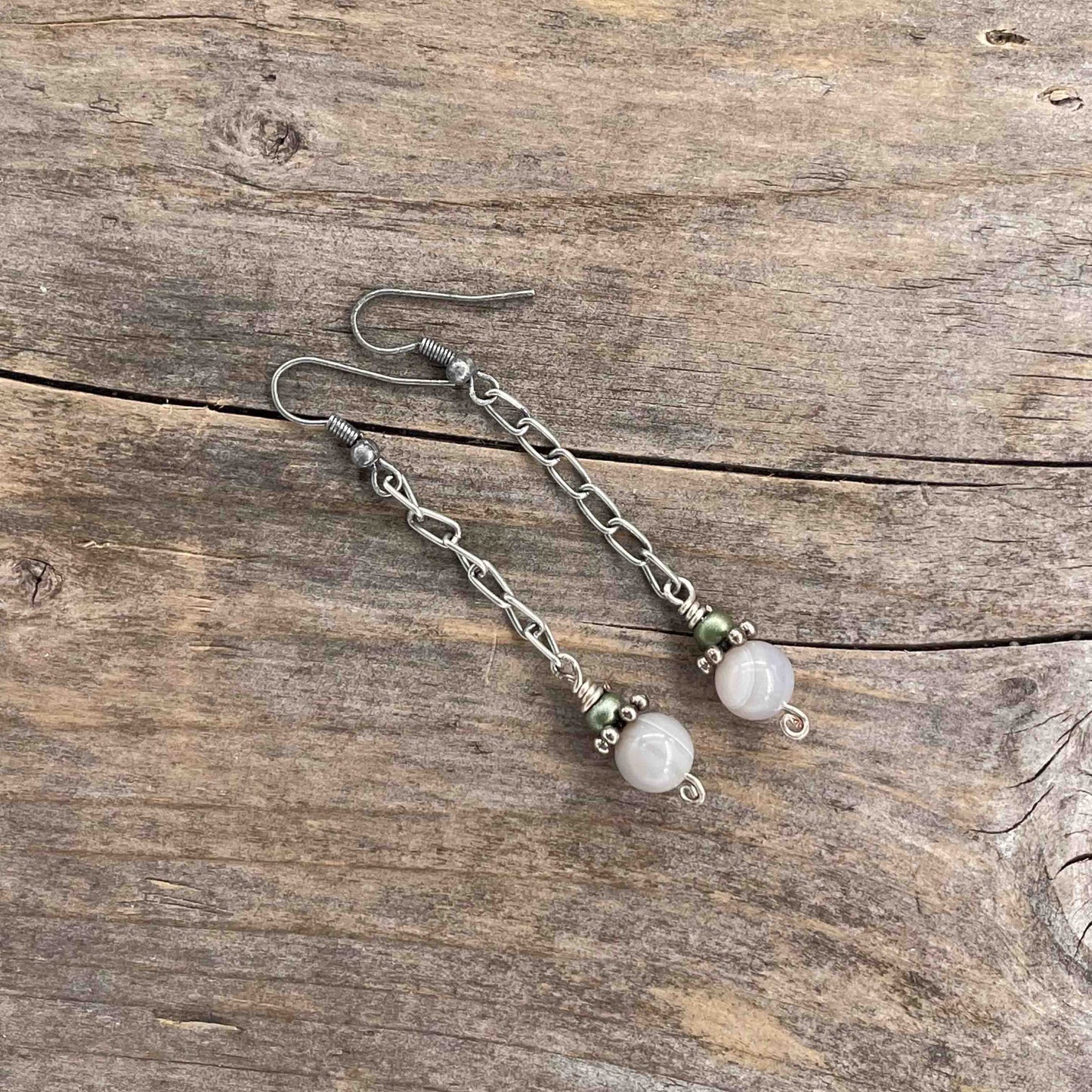 Øredobber i Sølv med Agat - 65 mm - 460