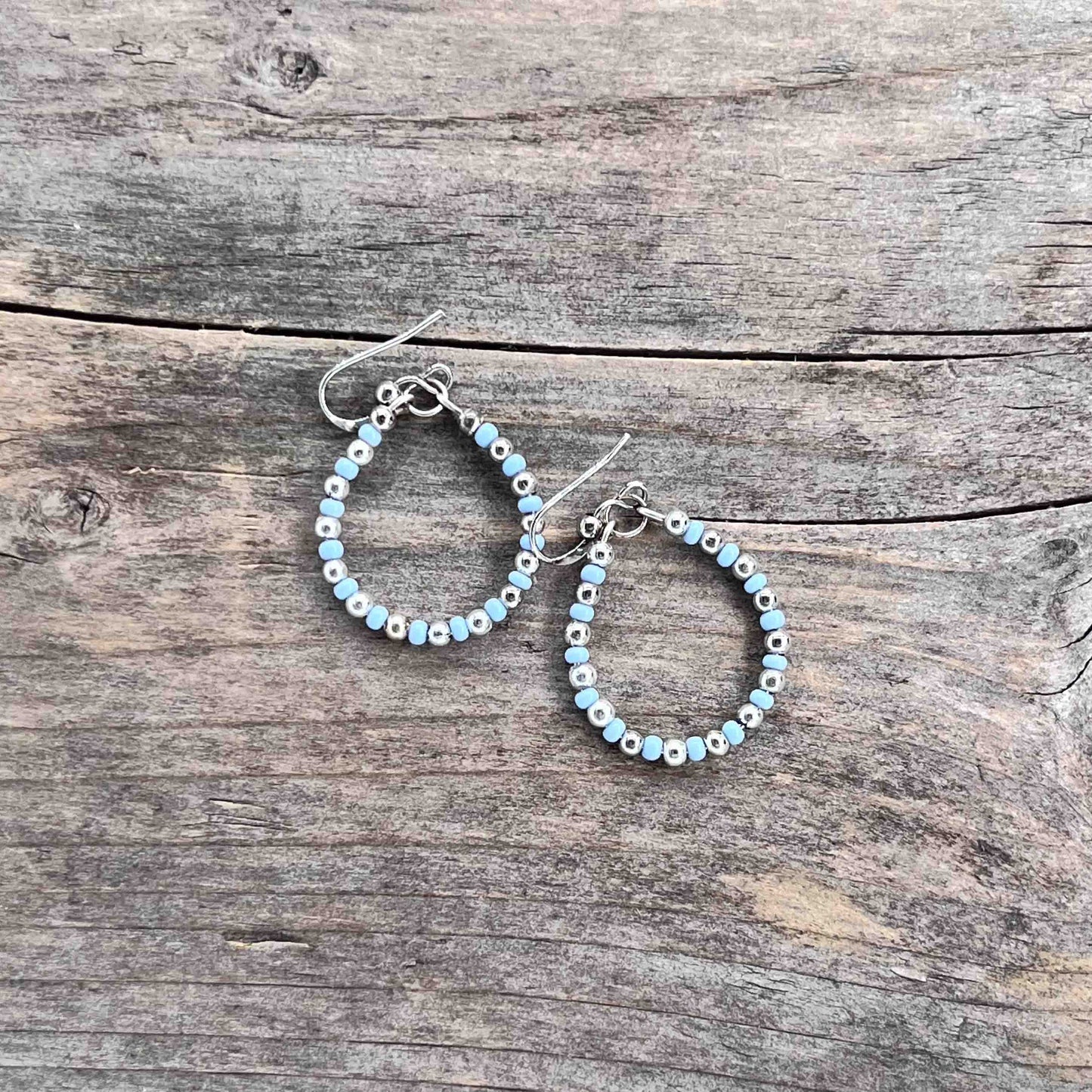 Sølv Hoops med Seed Beads - 45 mm - 476