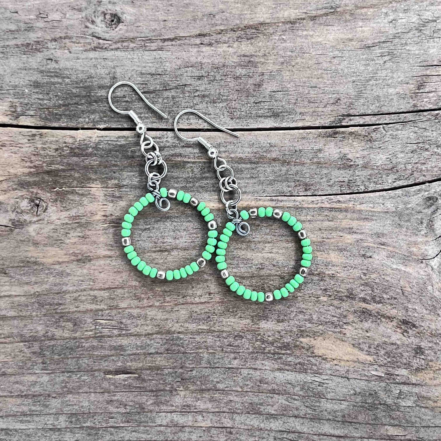 Sølv Hoops med Seed Beads - 60 mm - 481